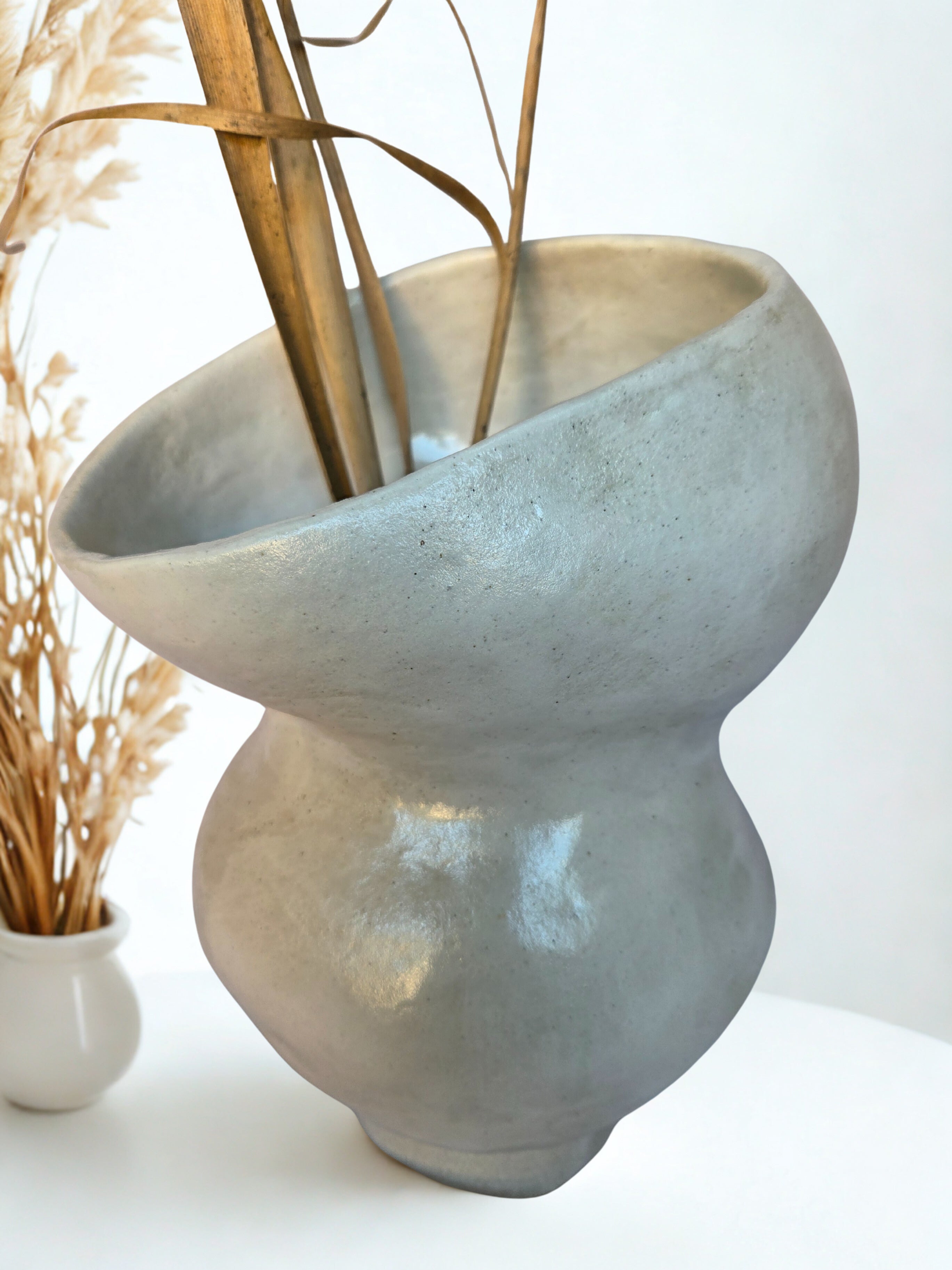 Hand made ceramic Vase. Coil hand built in white stoneware. Waterproof