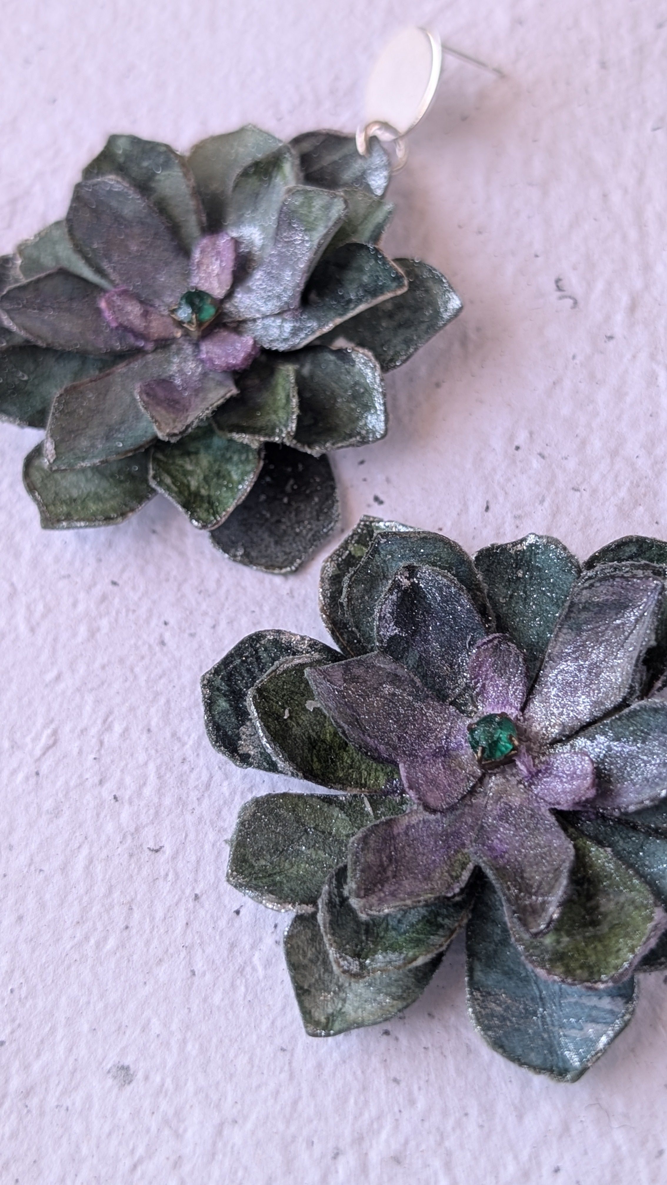 Handmade Aeonium Flower Earrings – Botanical Statement Jewellery