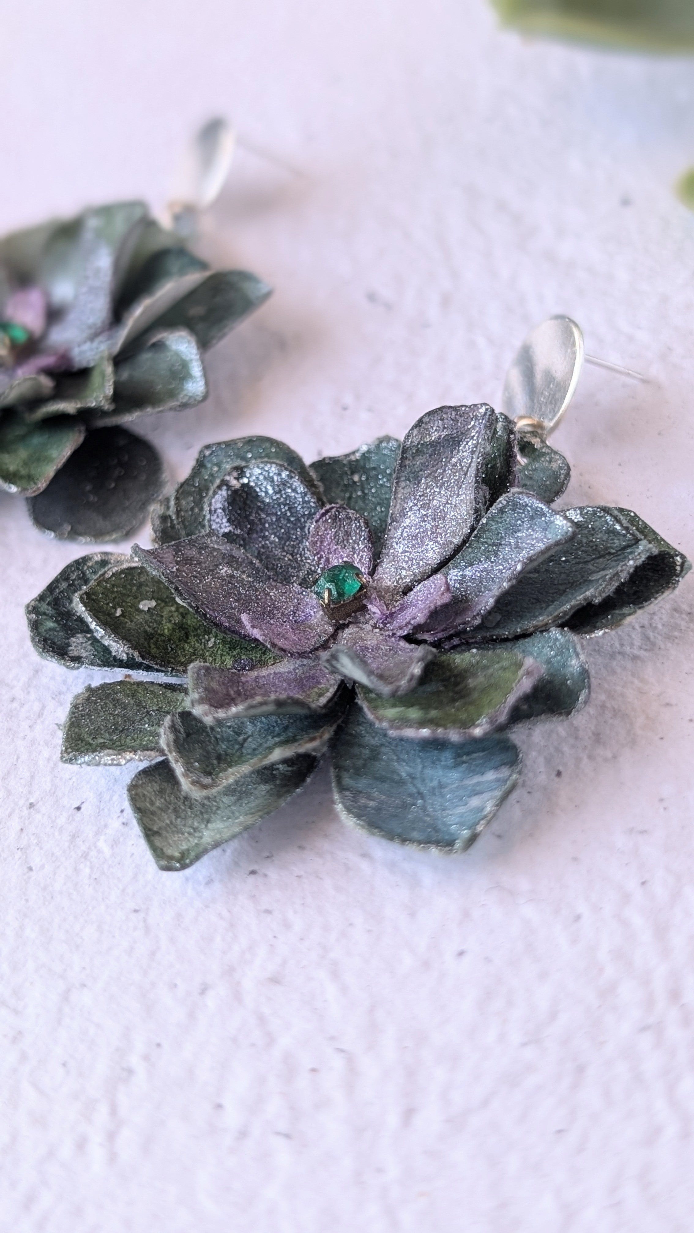 Handmade Aeonium Flower Earrings – Botanical Statement Jewellery