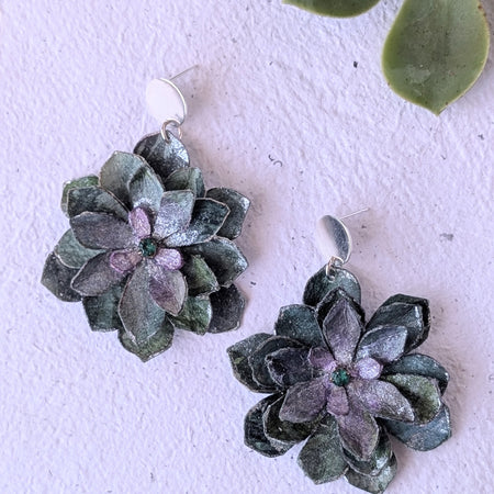 Handmade Succulent Floral Earrings – Sustainable Botanical Statement Jewellery