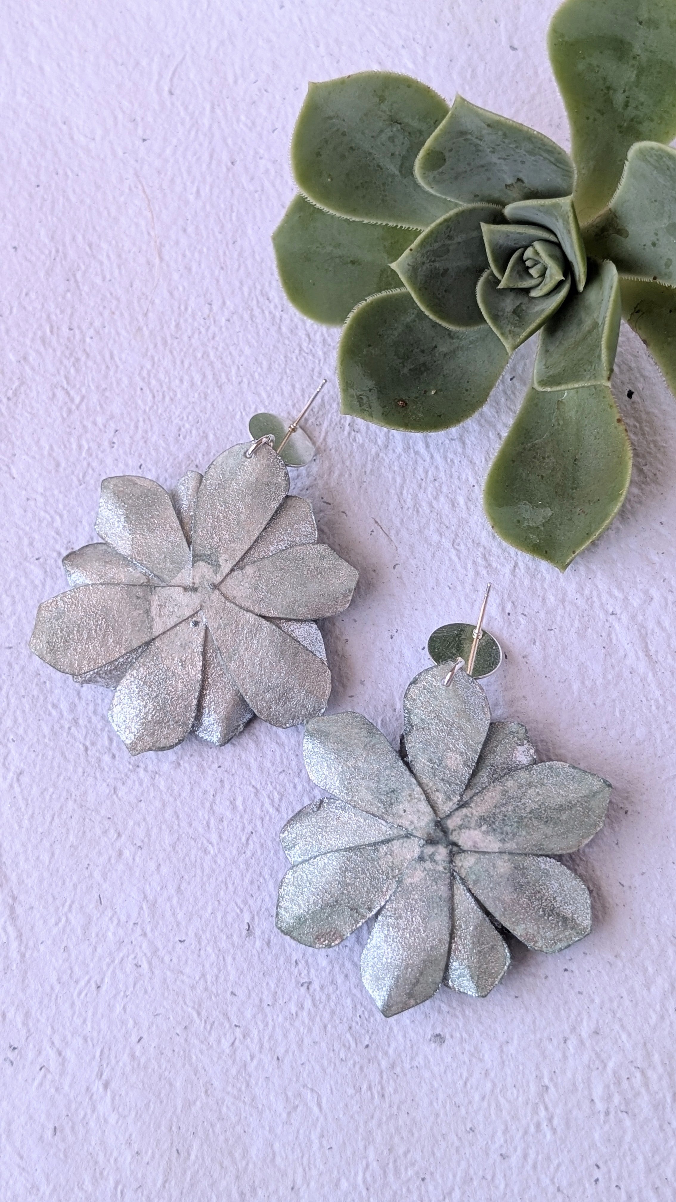 Handmade Aeonium Flower Earrings – Botanical Statement Jewellery