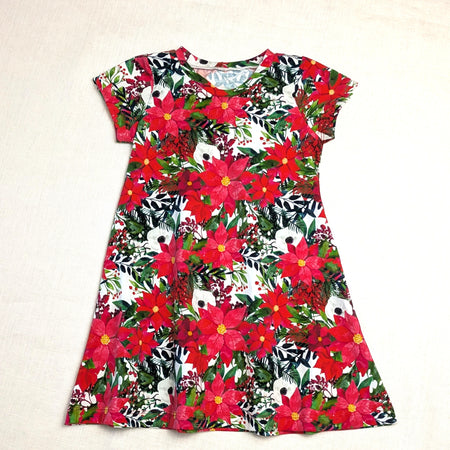 Handmade Christmas Twirly Dress | Poinsettia Collection | sizes 2-4
