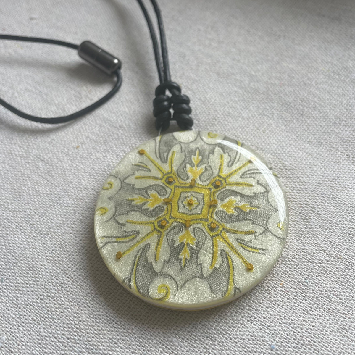 Polymer Clay Mandala Pendant - Golden Sands