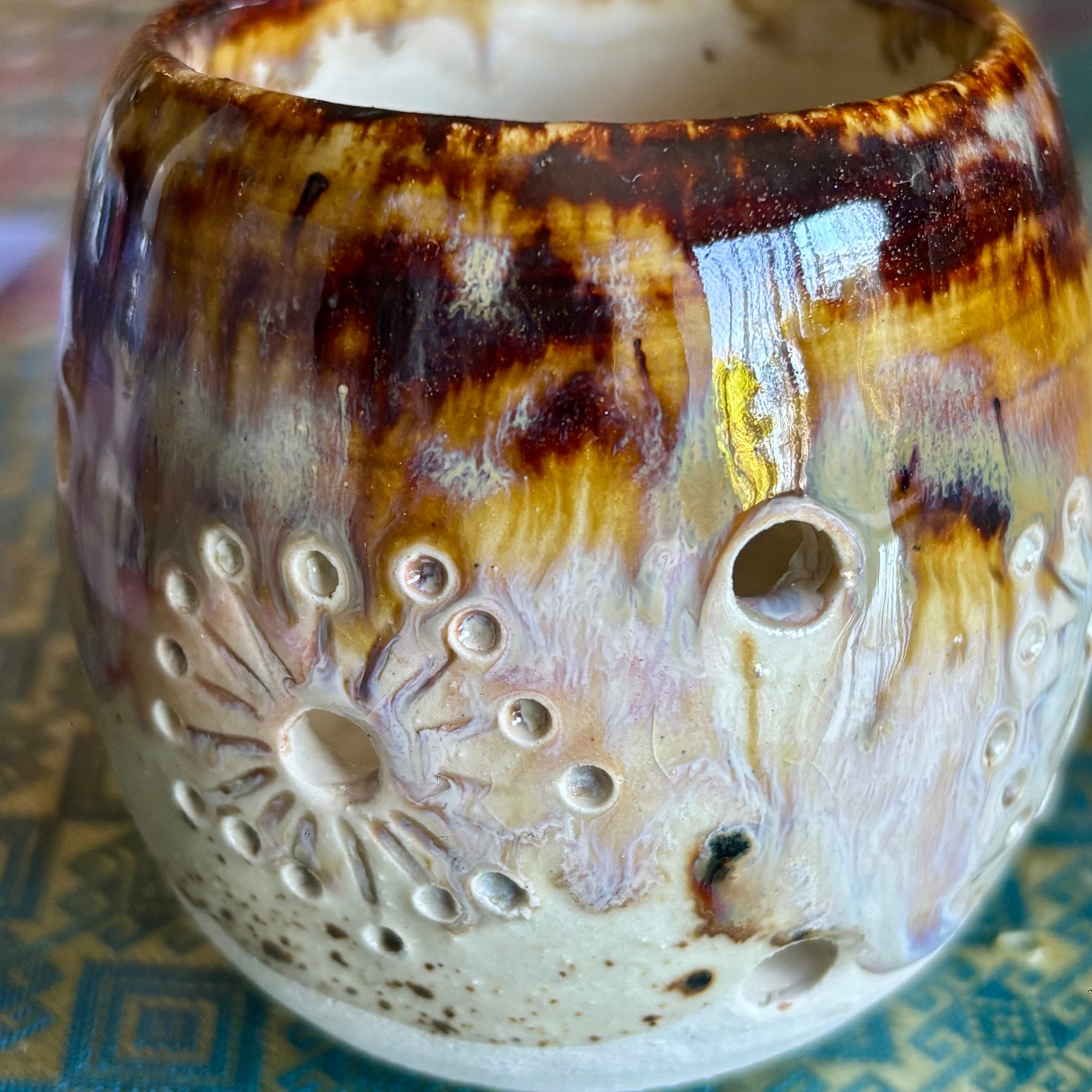 Handmade pottery tea light holders