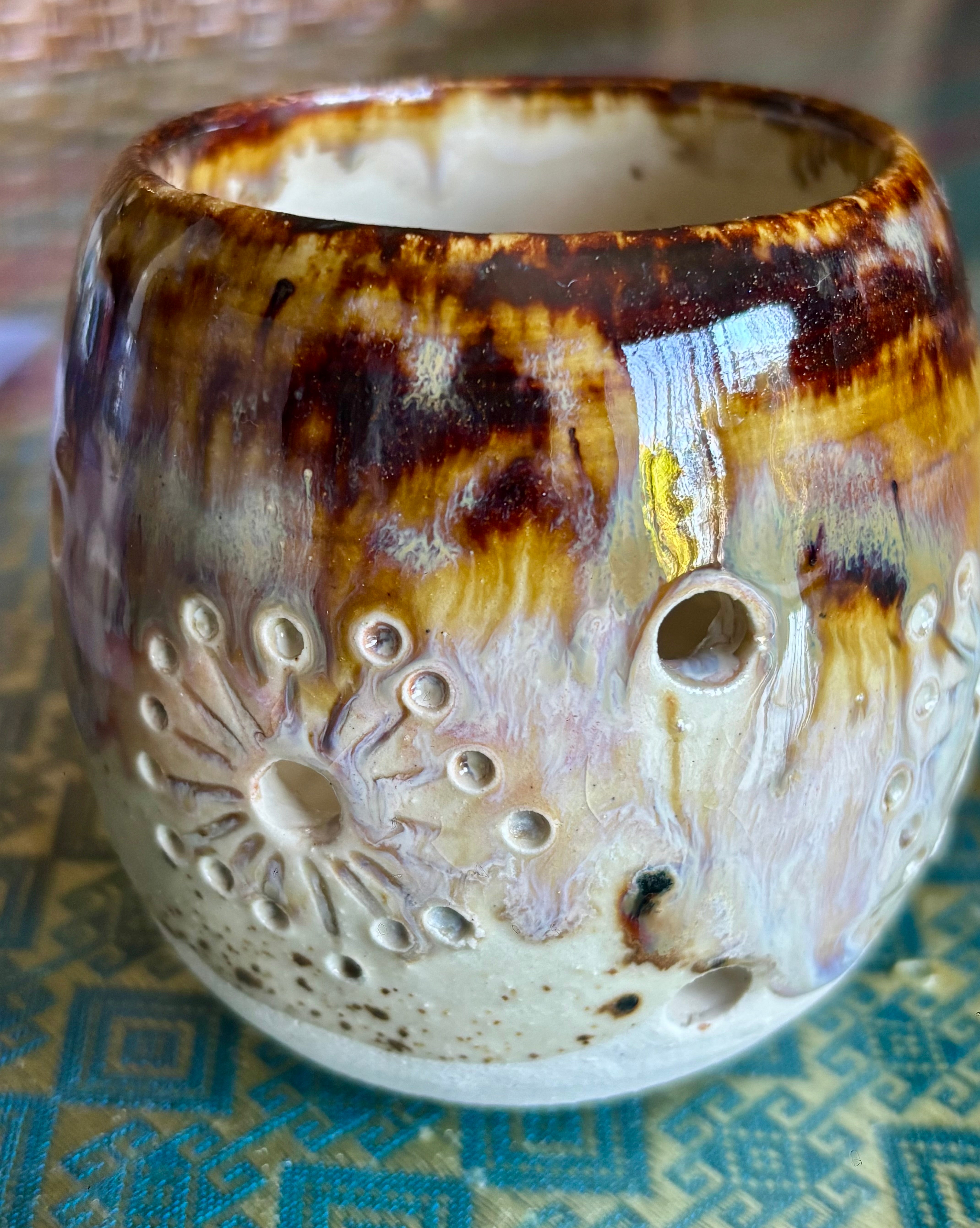 Handmade pottery tea light holders