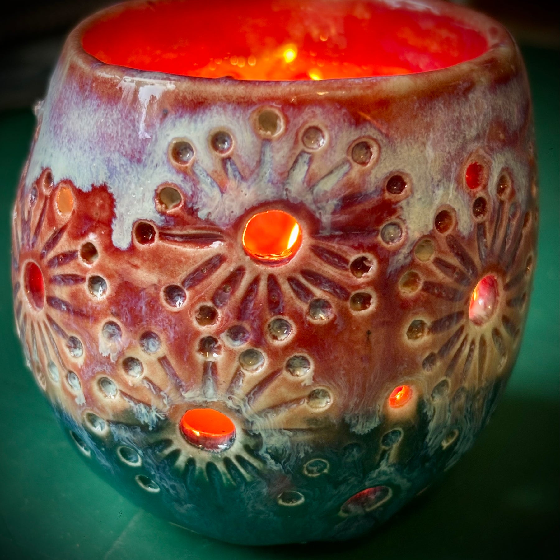 Handmade pottery tea light holders