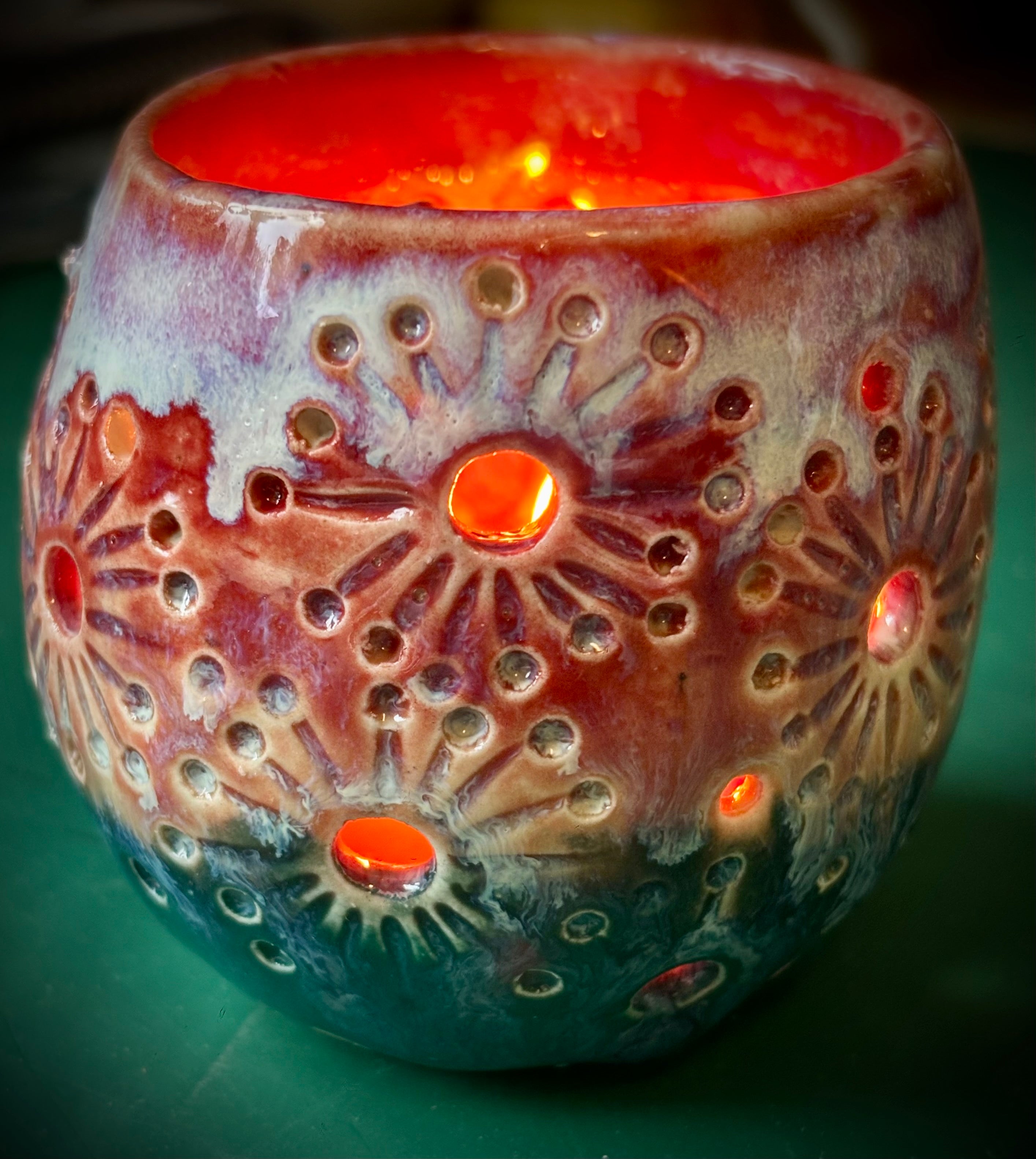 Handmade pottery tea light holders