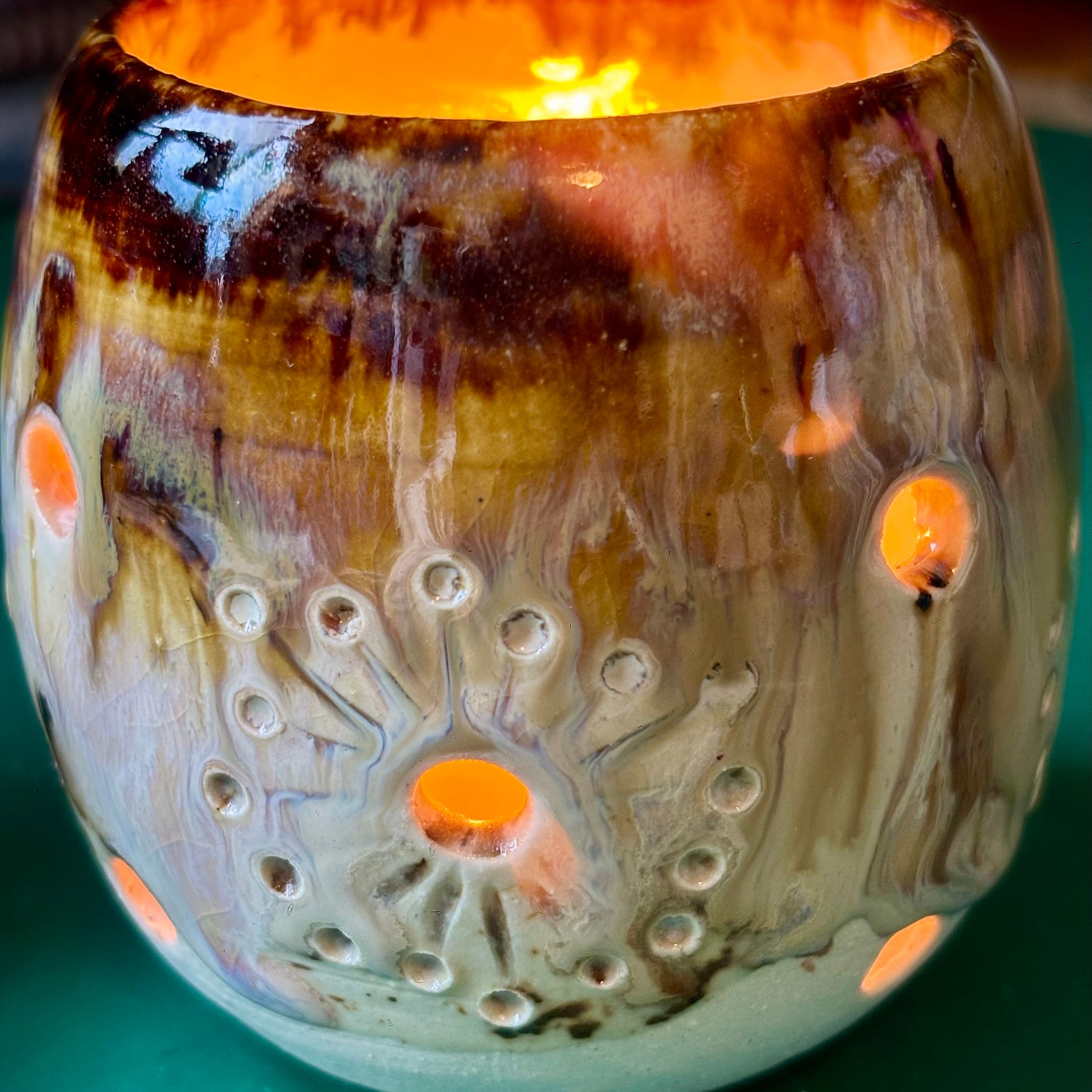 Handmade pottery tea light holders