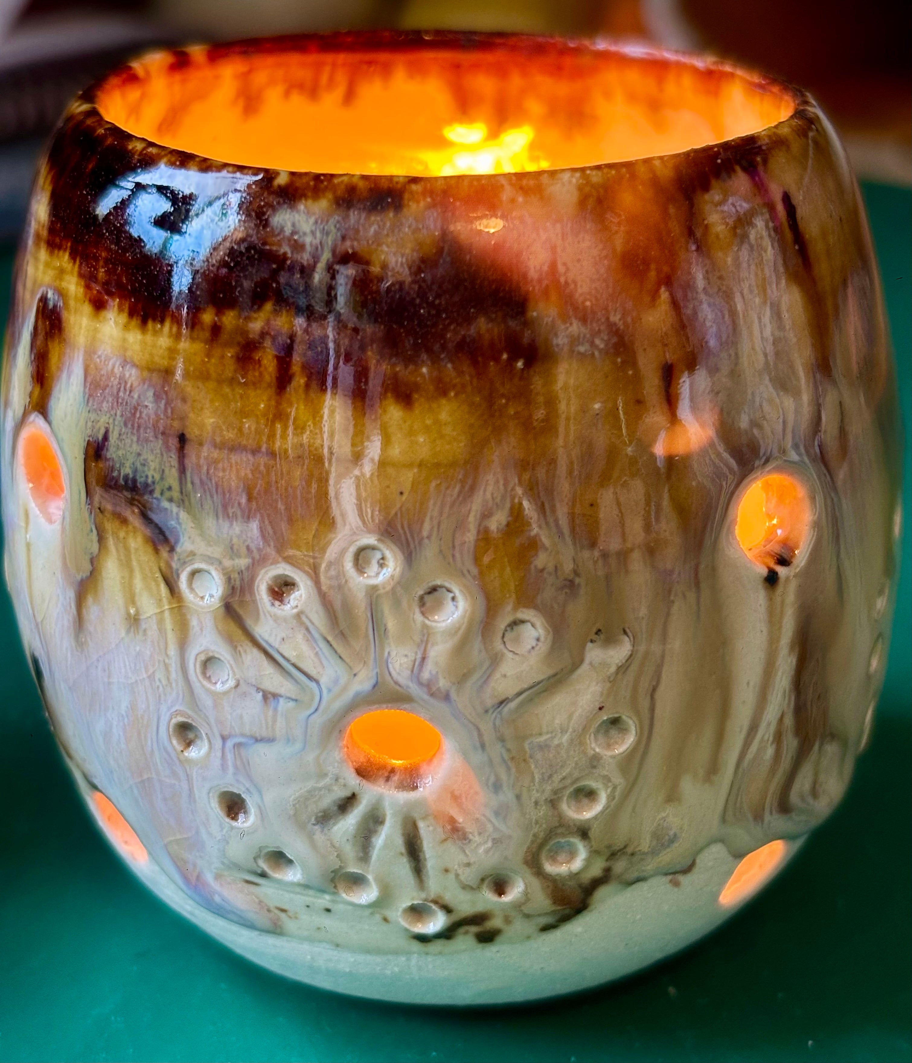 Handmade pottery tea light holders