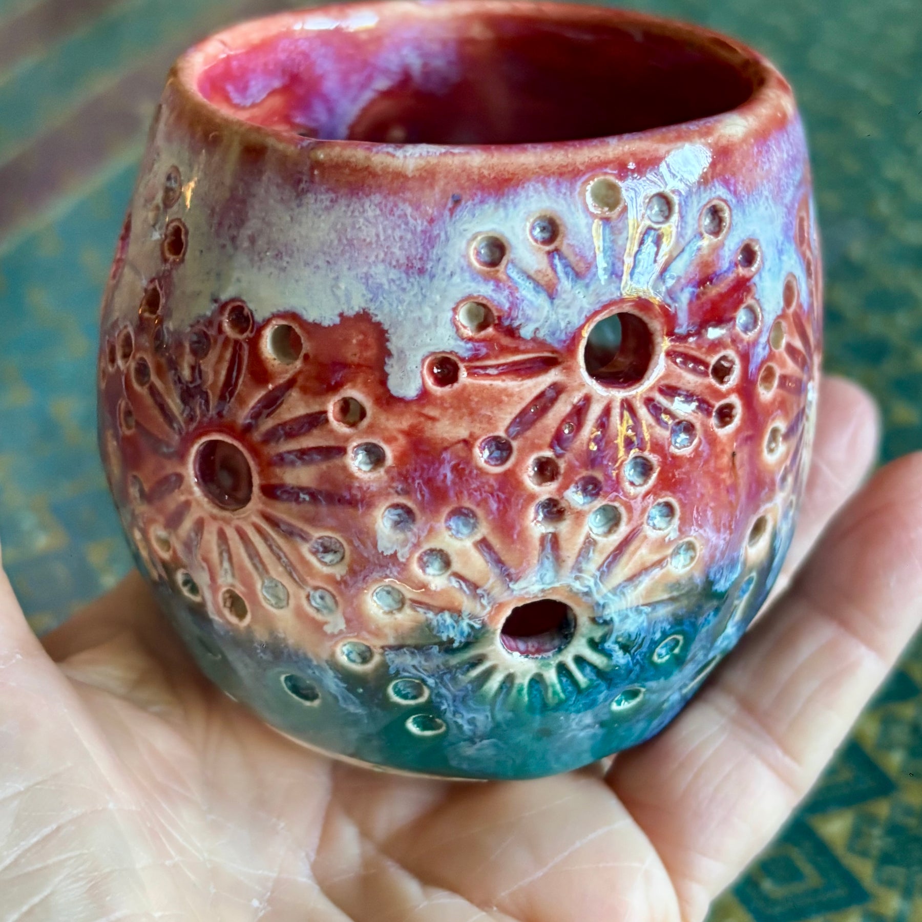 Handmade pottery tea light holders