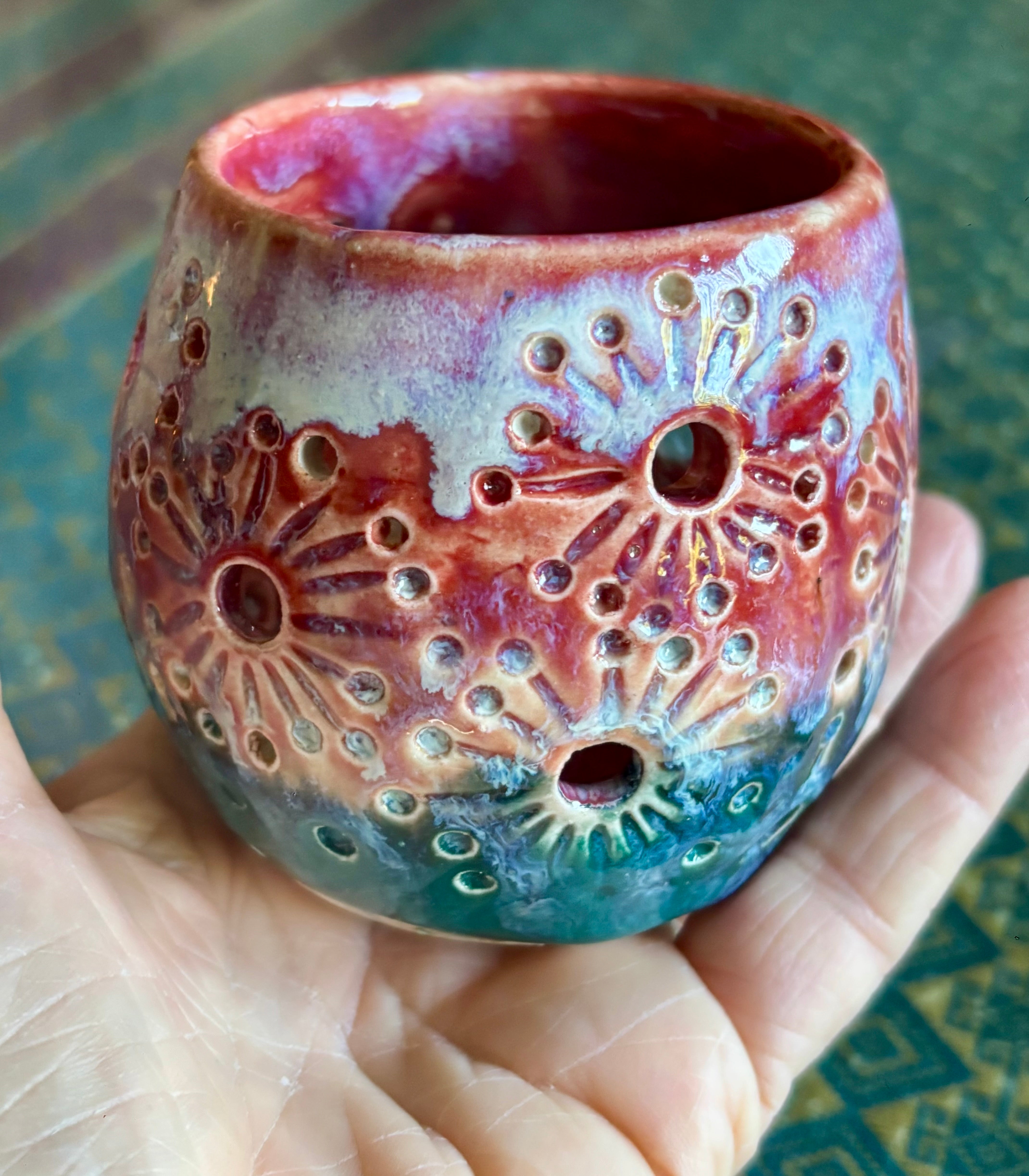 Handmade pottery tea light holders