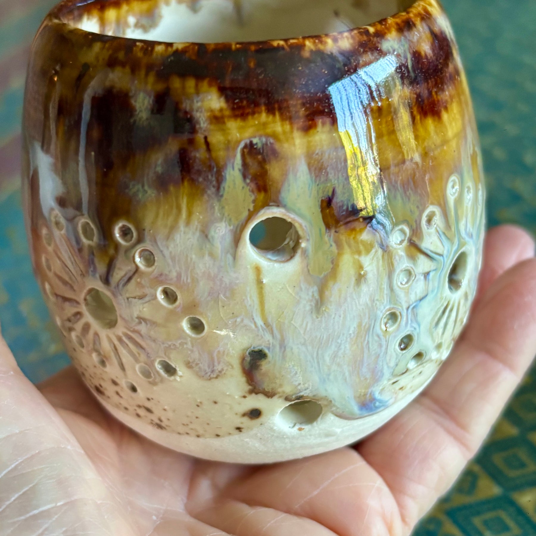 Handmade pottery tea light holders
