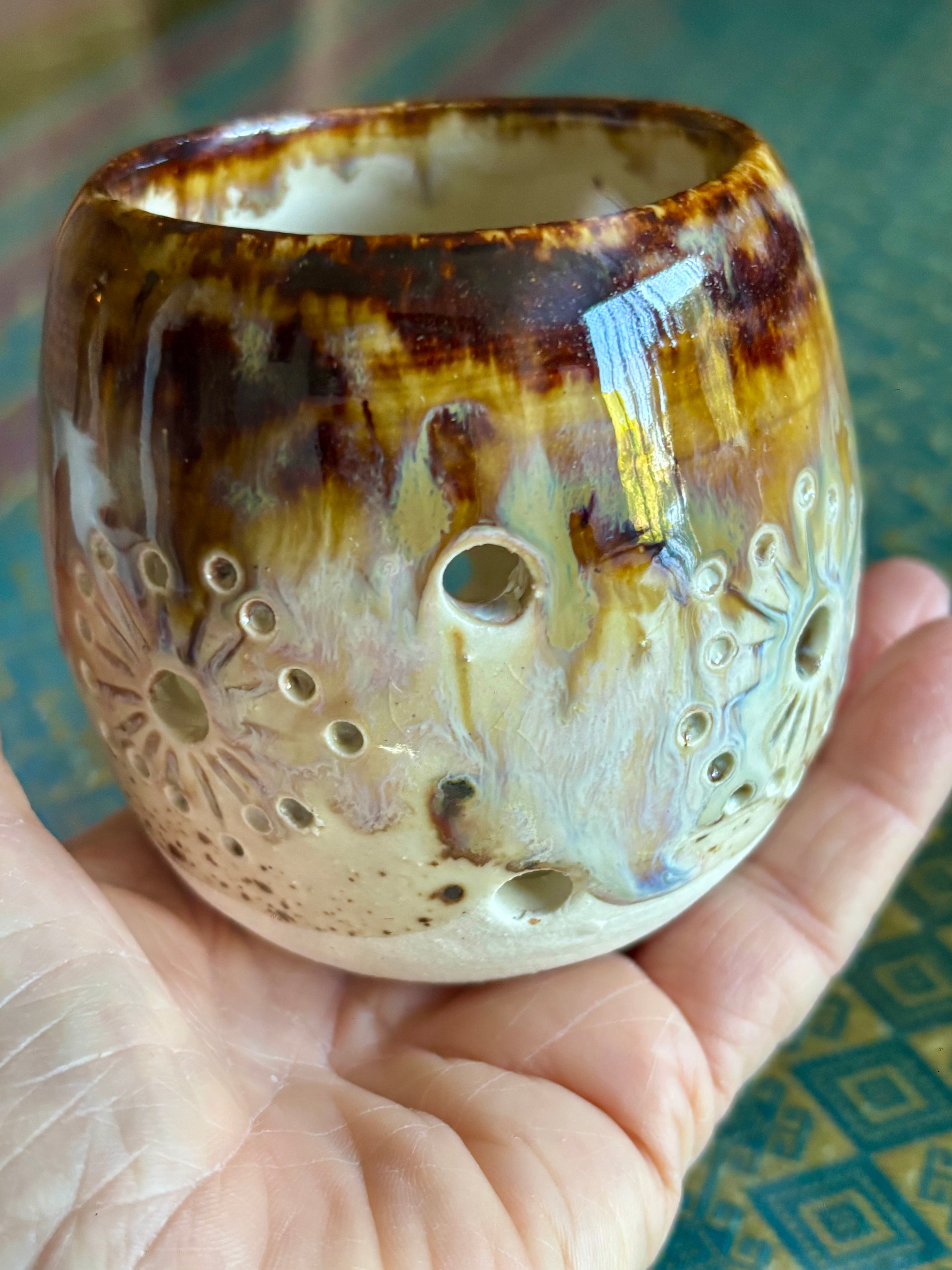 Handmade pottery tea light holders