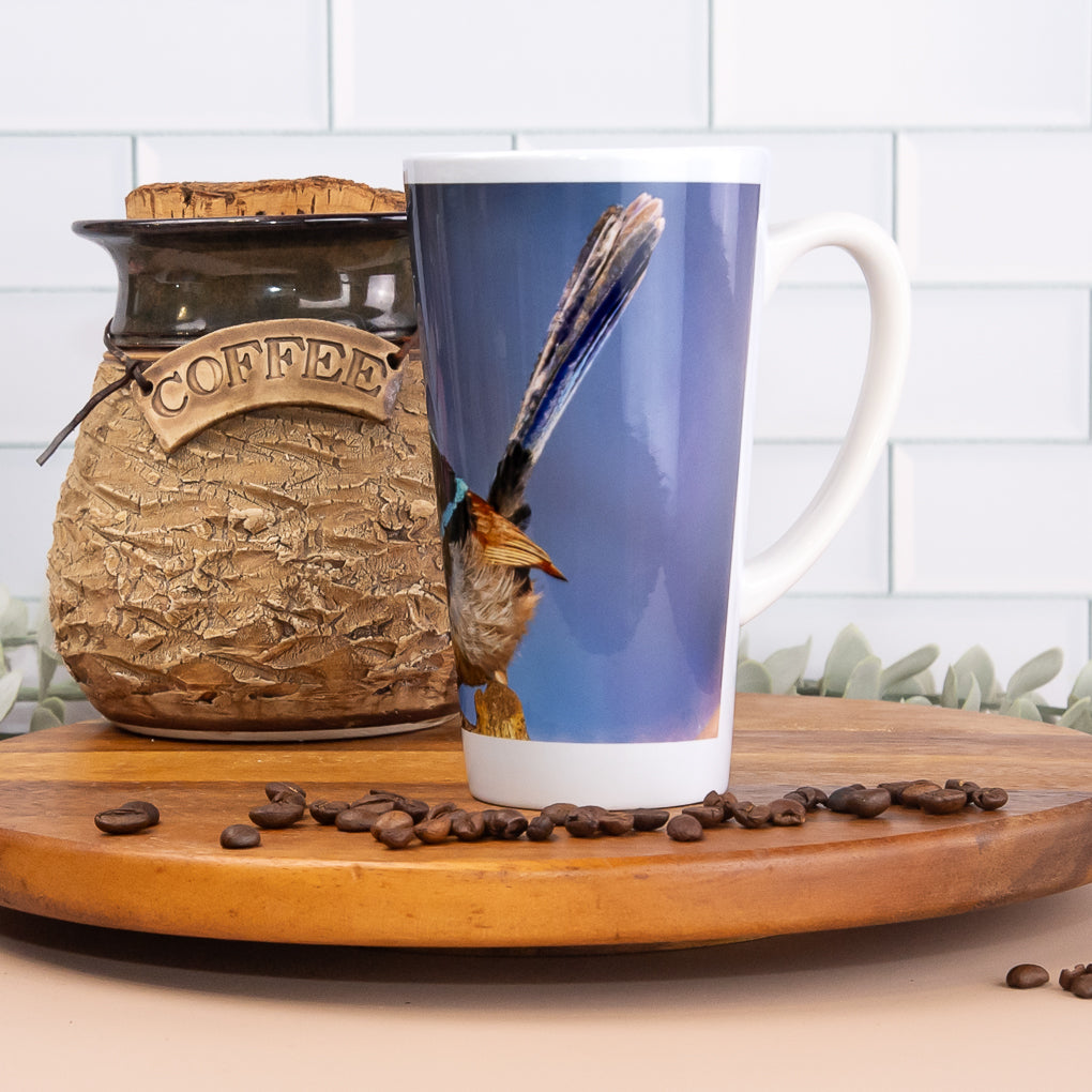 Bush Birds - Latte / Coffee Mugs- Laughing Kookaburra, Superb Fairy-wren