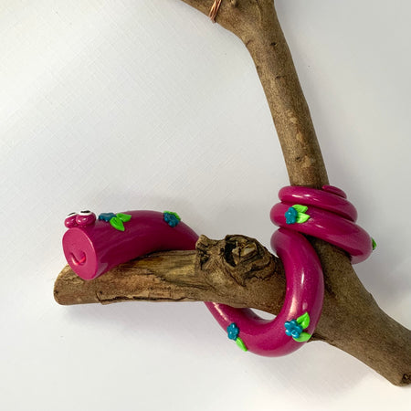 Gertie the Snake | Handmade Hanging Wall Decor | Polymer Clay on Gum Branch