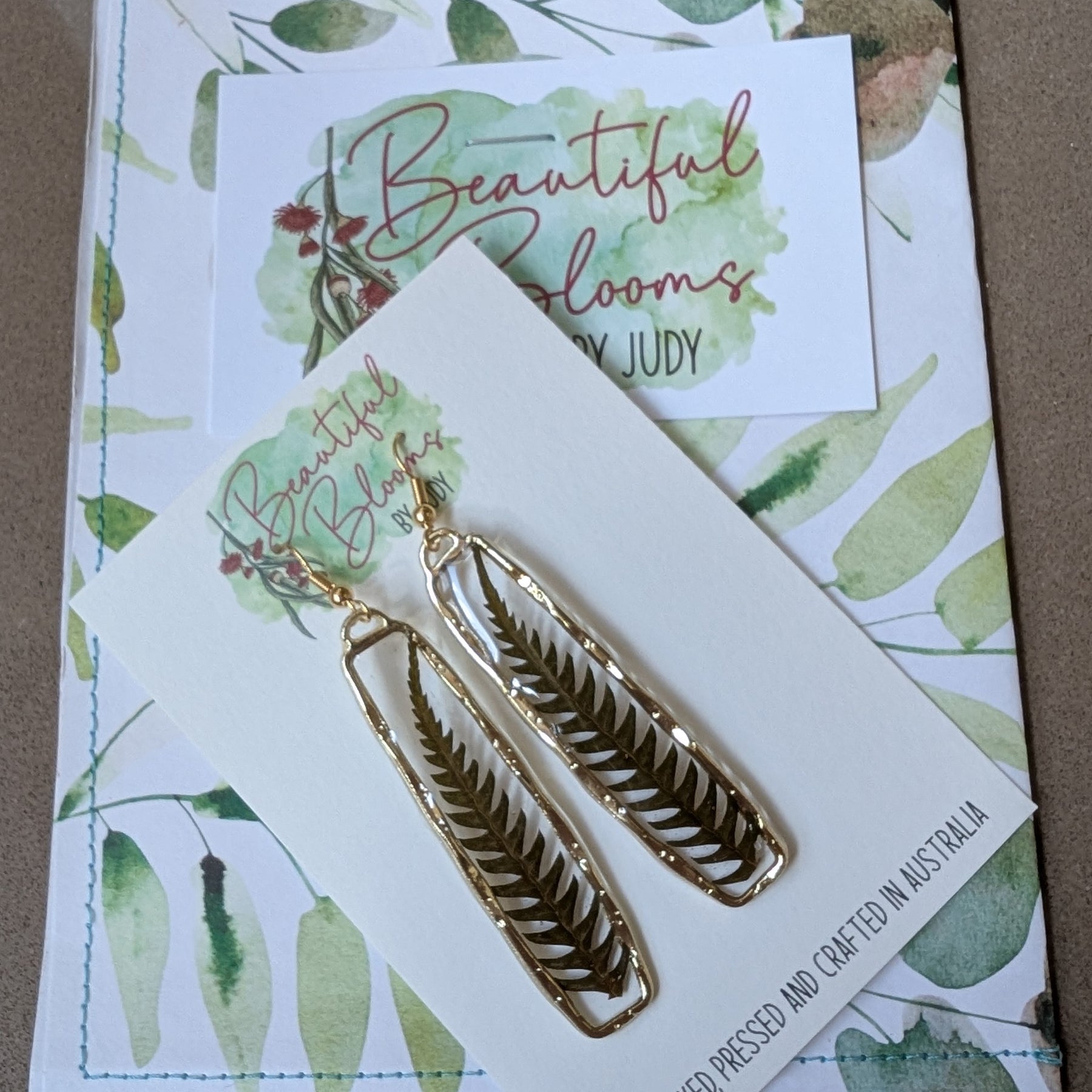 Elegant real fern botanical earrings