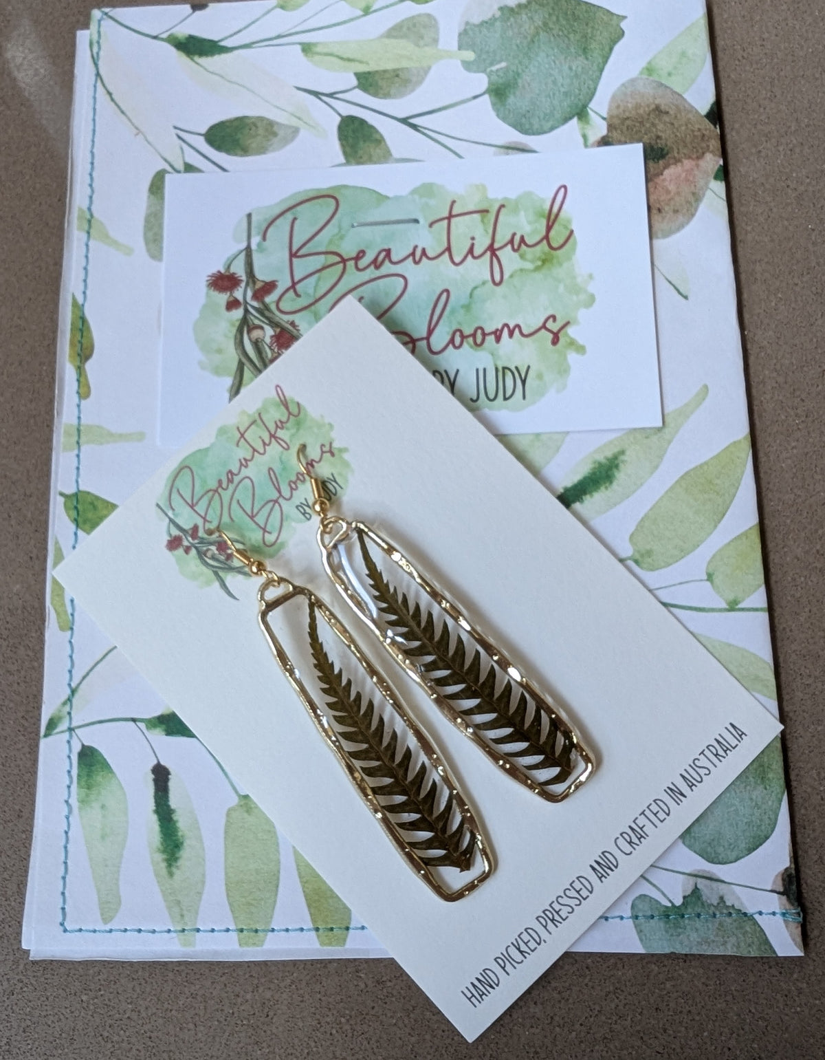 Elegant real fern botanical earrings