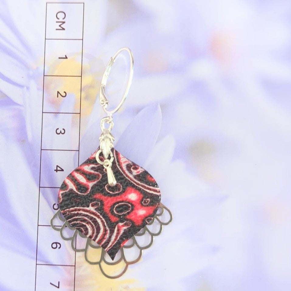 Mokume Gane Earrings in Red