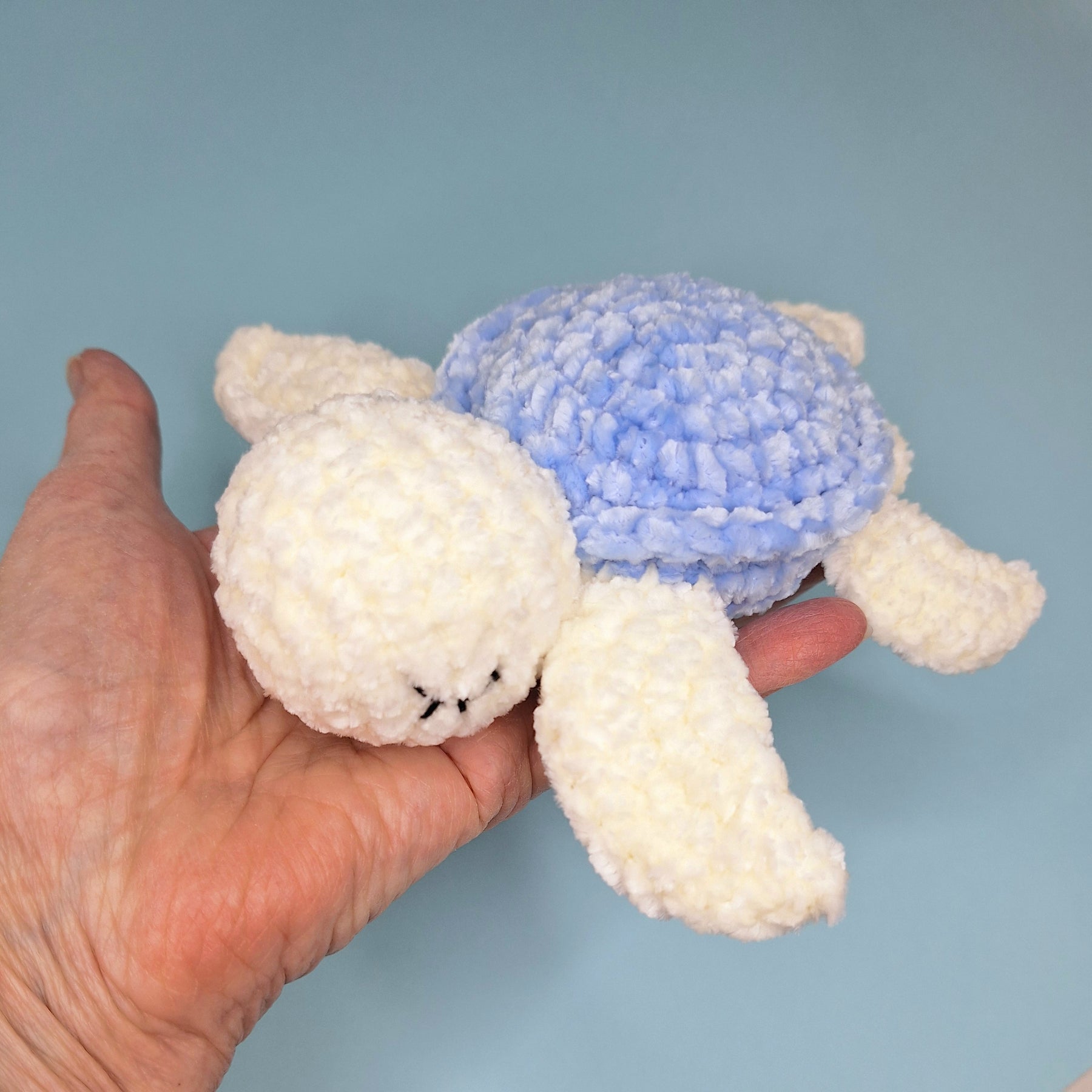 Handmade Velvetine Baby Turtle- Soft, Crochet Plush Toy