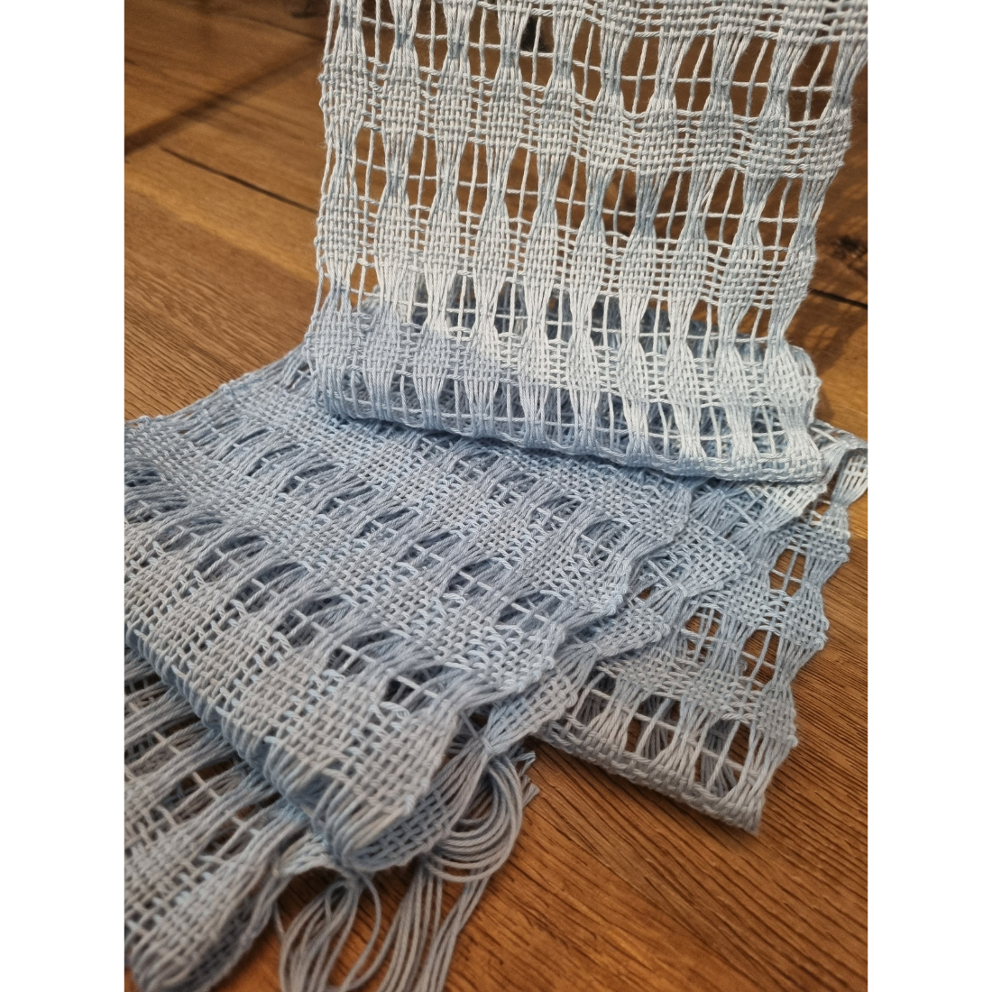 'Beyond the plain weave' collection blue cotton scarf