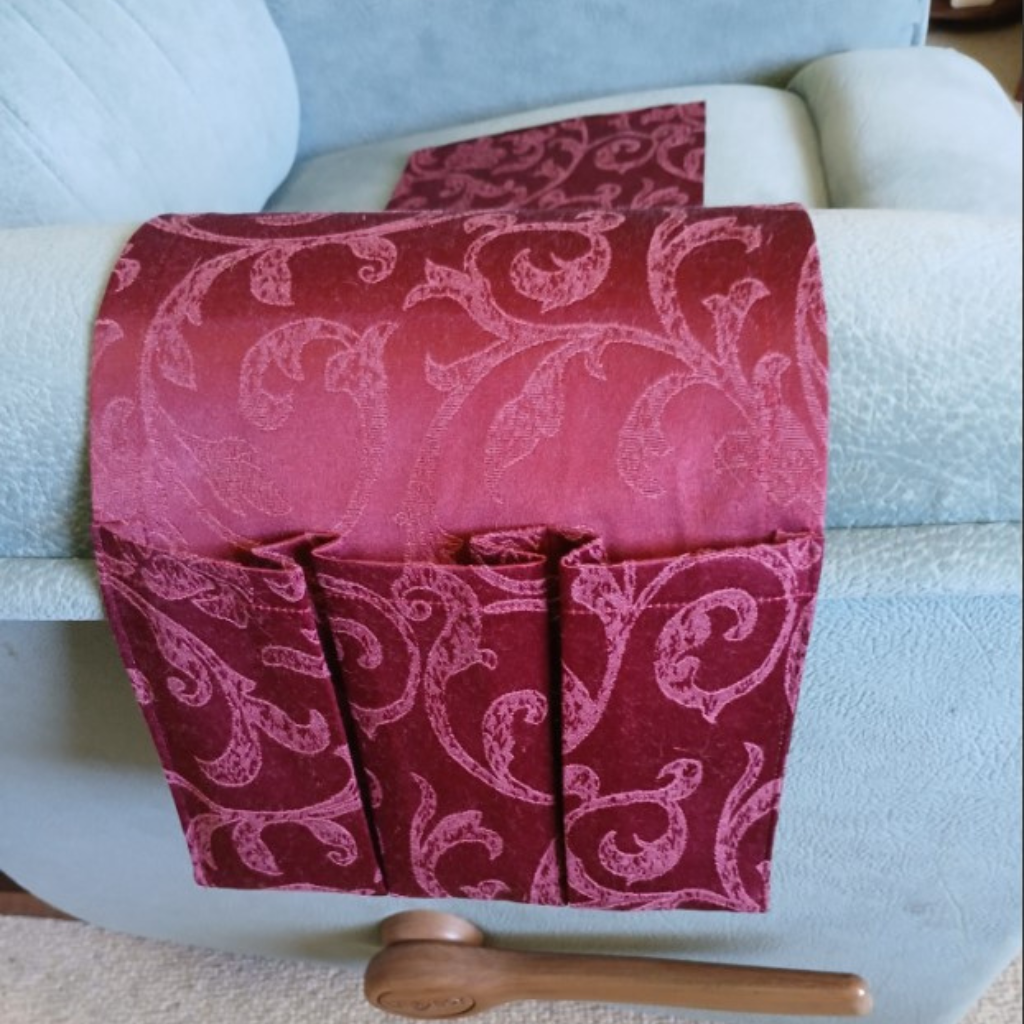 Fabric Remote Control Holder- Dark dusty pink -3 pockets