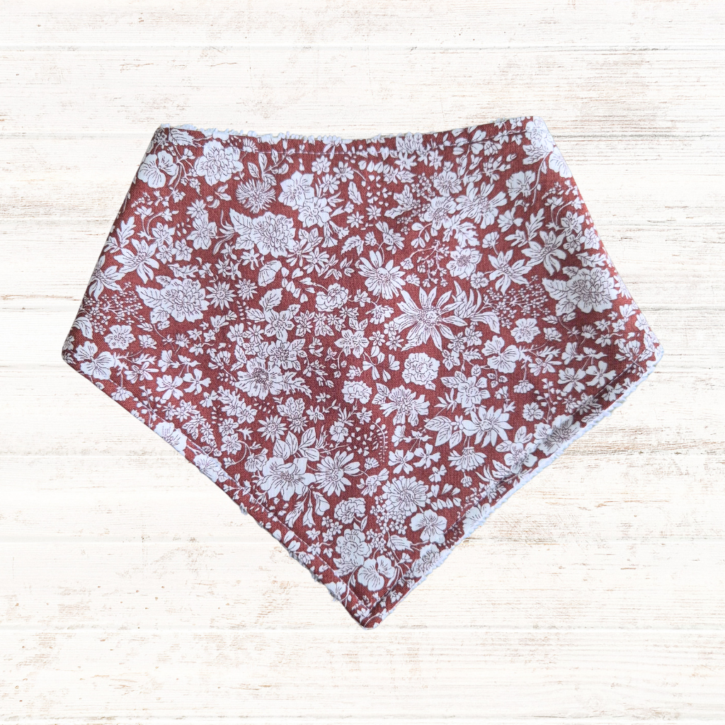 Brown Floral Bandana Bib