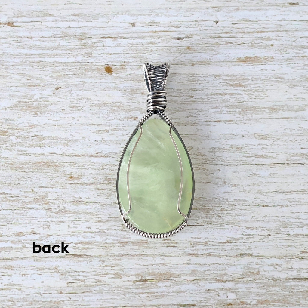 Sterling Silver Prehnite Pendant ~ Gentle Talisman of Alignment