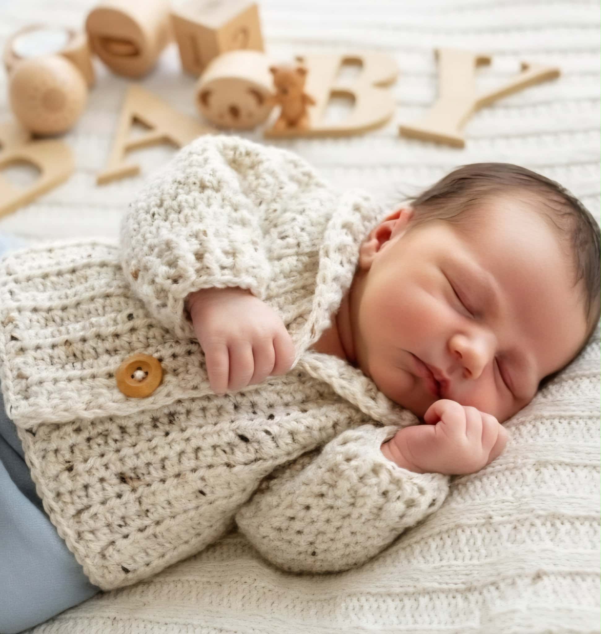 Baby Grandpa Cardigan | Oatmeal | Newborn | Handmade | Crochet | 0-3 months