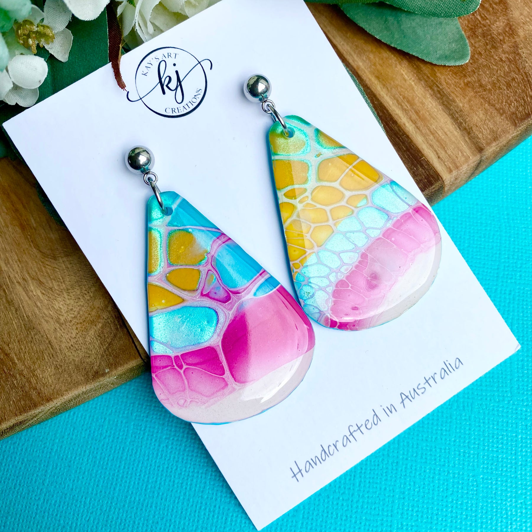 Hand Painted mismatched Dangle Earrings
