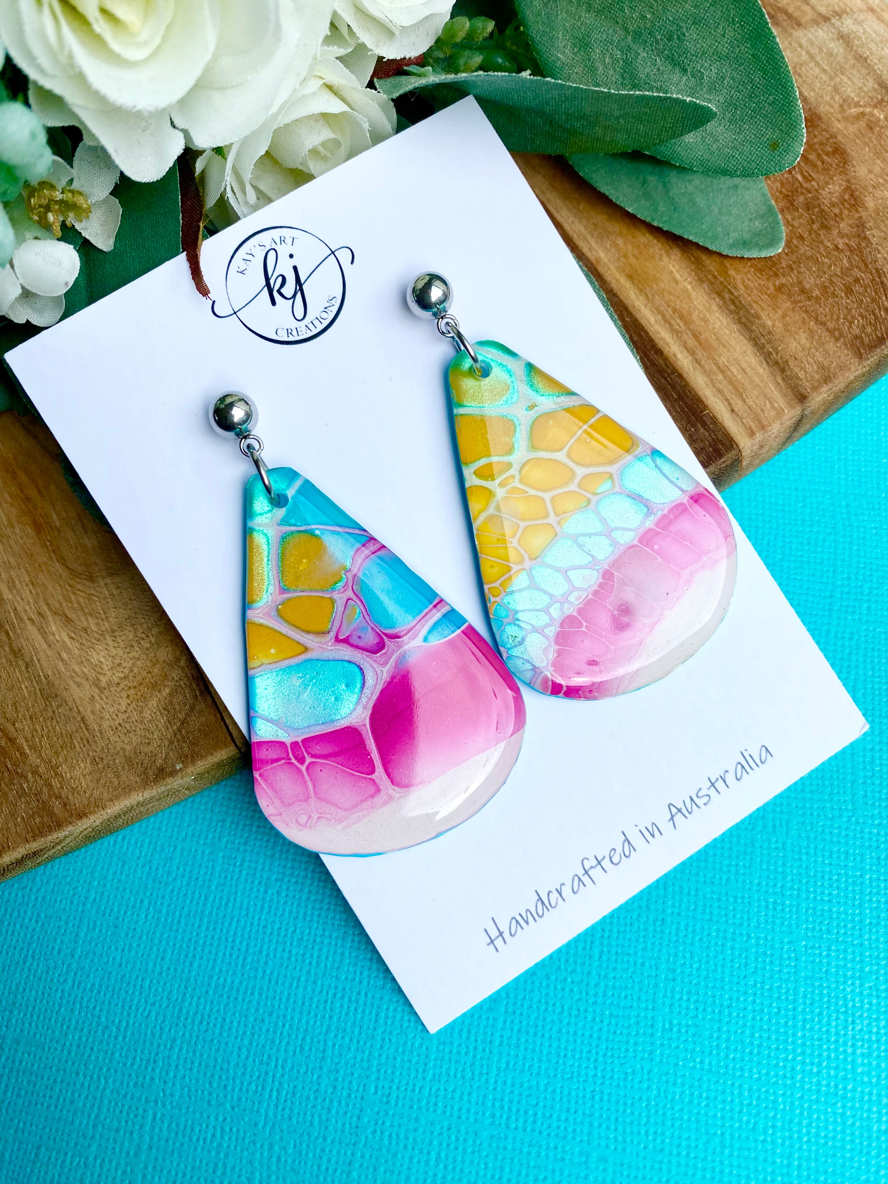 Hand Painted mismatched Dangle Earrings