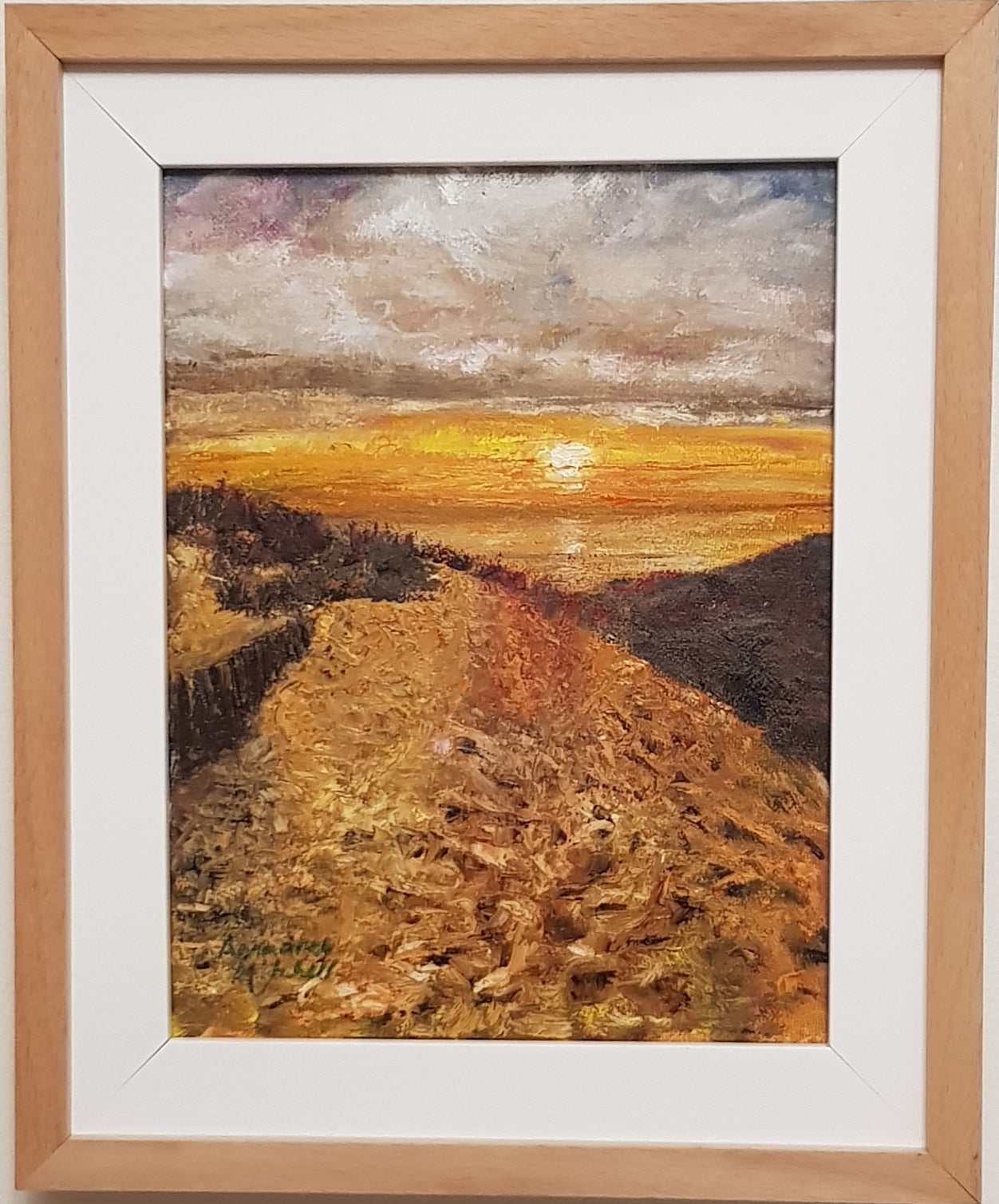 "Sunset Walk"  Oil Painting and Poem By Annmaree Mitchell, Free Shipping