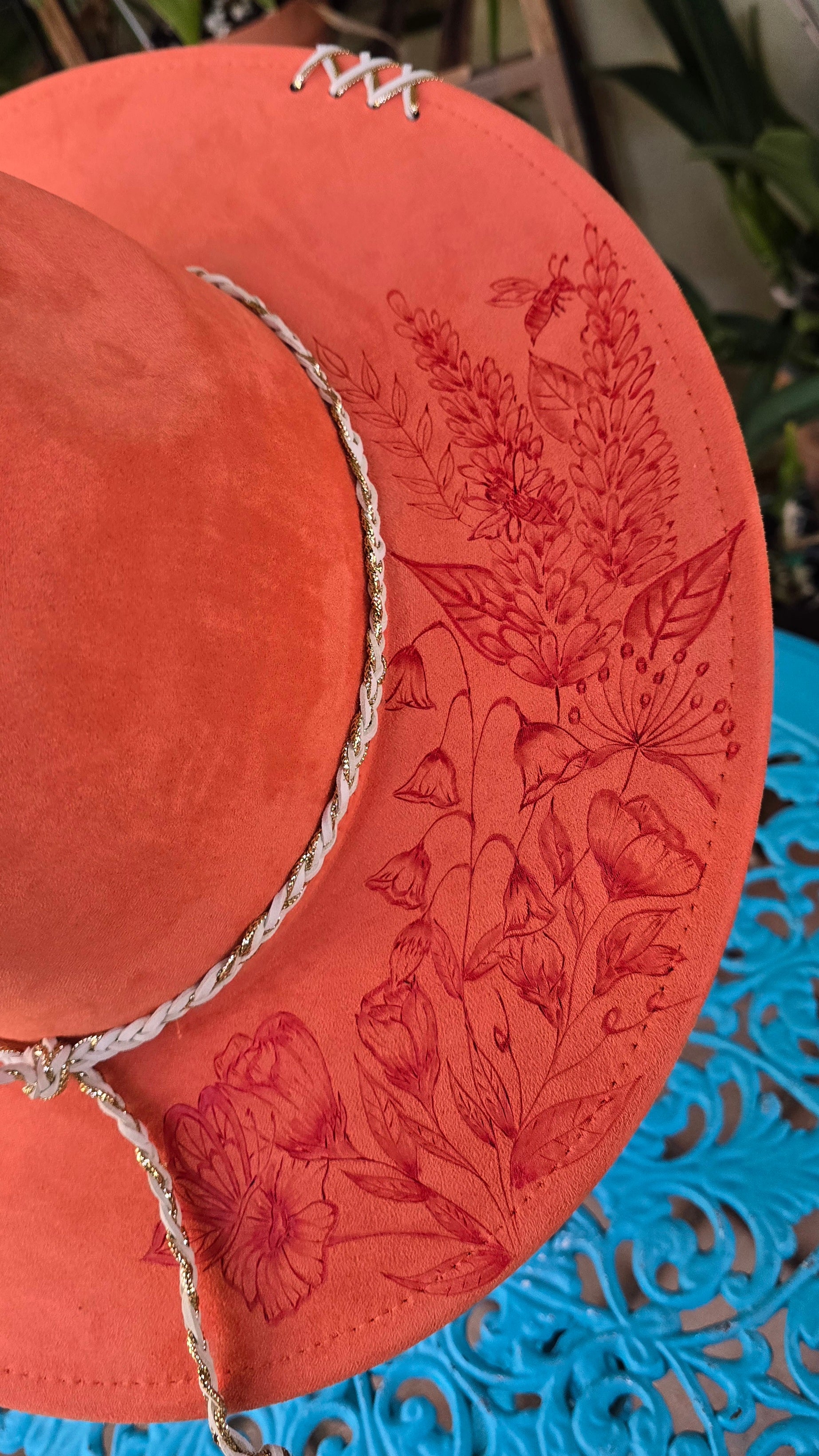Hand burnt fedora Butterfly collection: The Wildflower & Bee Garden