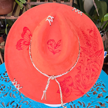 Hand burnt fedora Butterfly collection: The Wildflower & Bee Garden