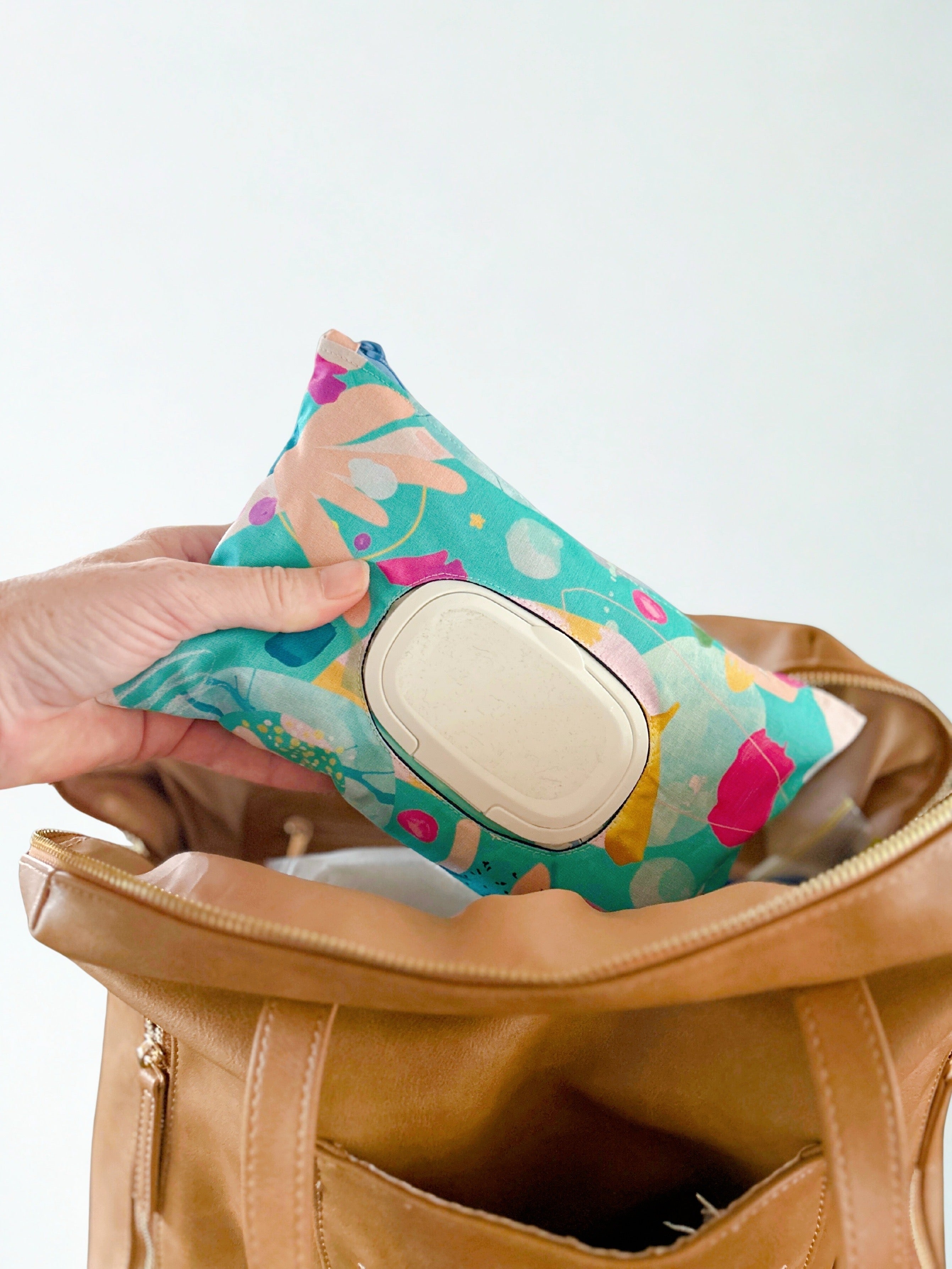 Modern Abstract Handmade Nappy Wipe Pouch – Reusable Baby Wipes Clutch