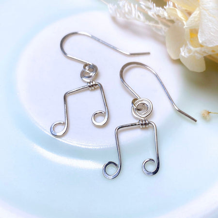 Music dangle earrings | Treble clef, Quaver, Double quaver | Sterling silver, Gold-filled, Stainless steel | Music lover gift