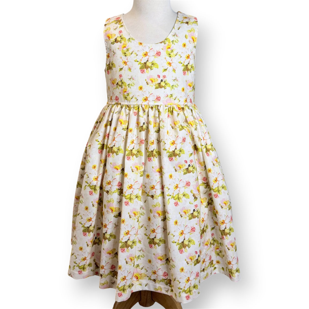 Lemon Camellia Floral Sundress with Matching Scrunchie