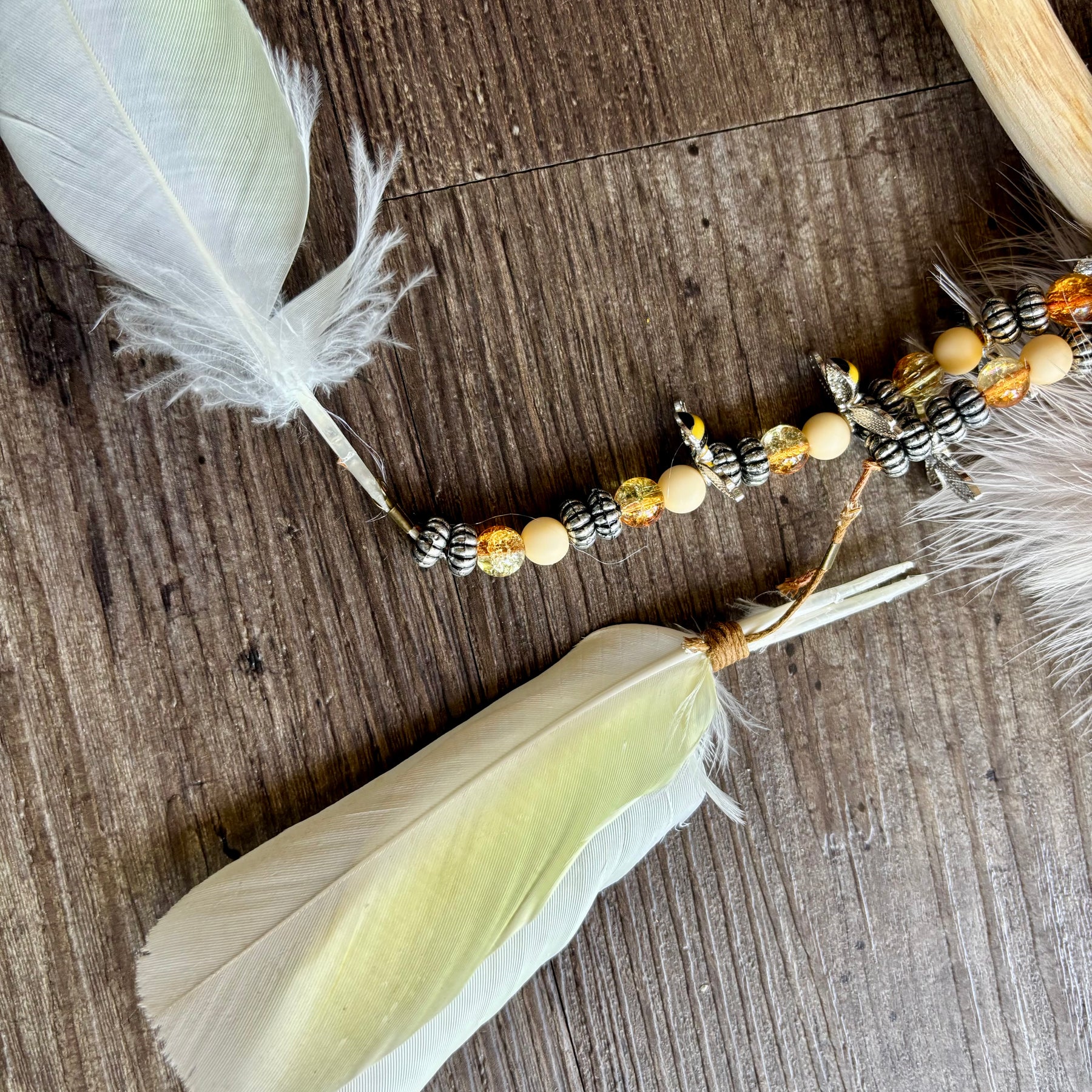 REAL Cockatoo Feathers-Goat Hide Rattle – One of a Kind