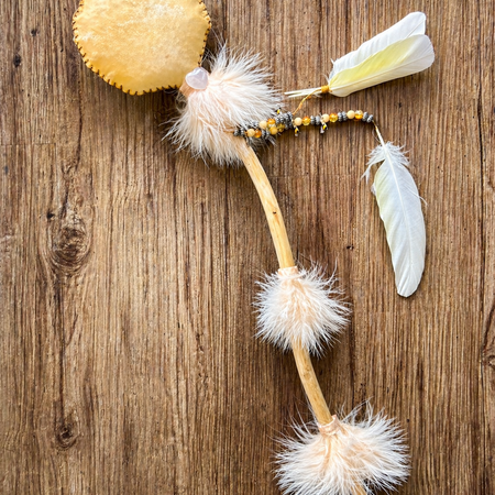 REAL Cockatoo Feathers-Goat Hide Rattle – One of a Kind