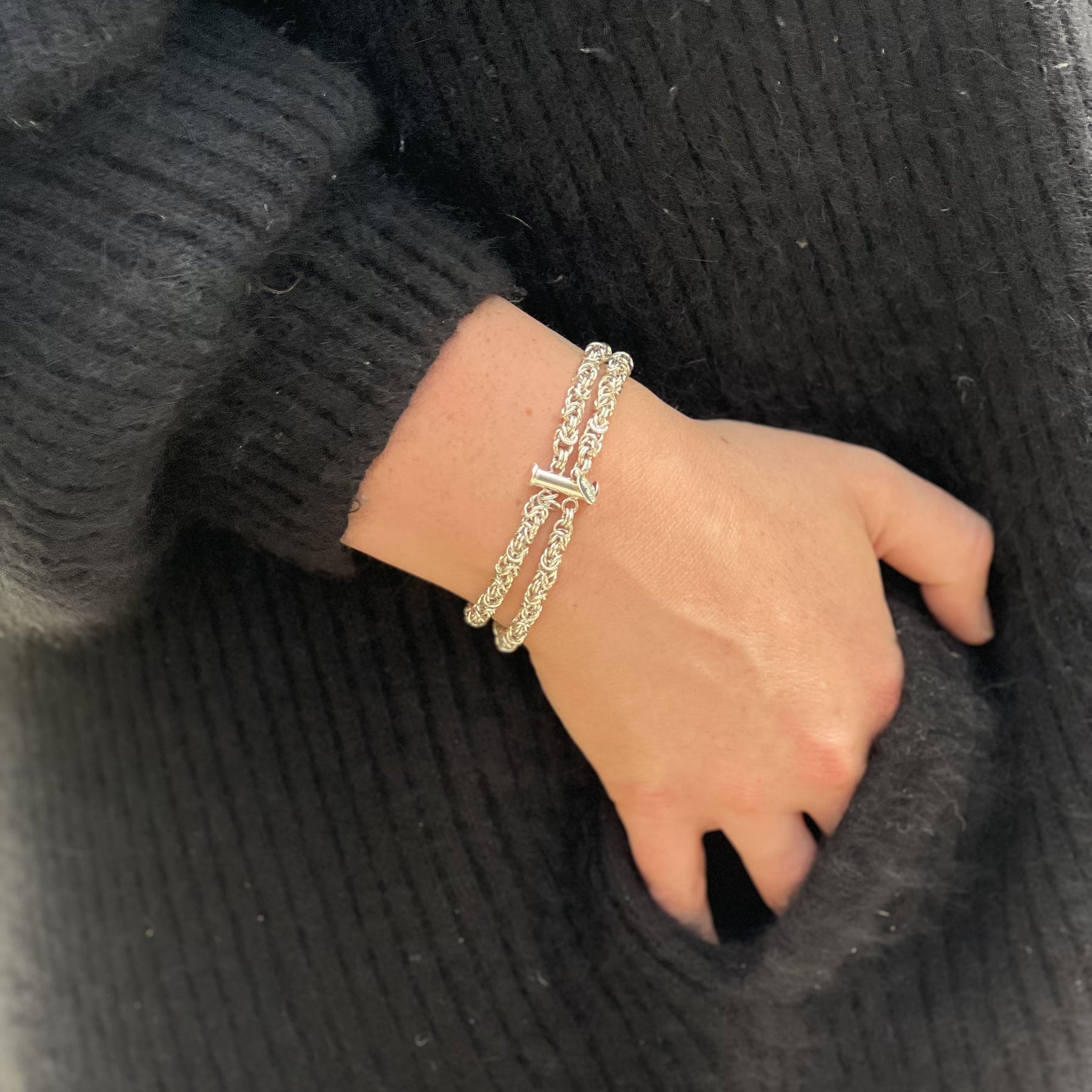 Sterling Silver Double Bracelet - "Byzantine"