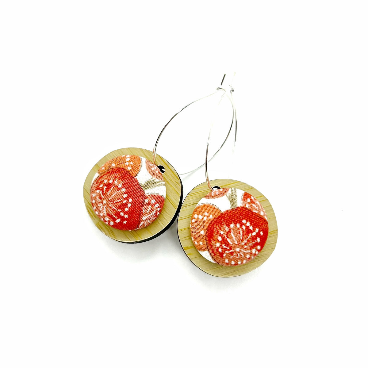 Double Sided Pebble Earrings - Red