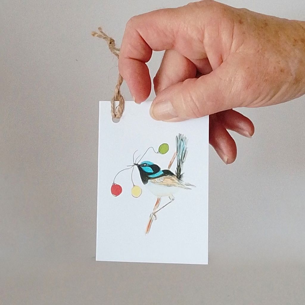 Blue Wren Christmas Tags - Set of 3 designs