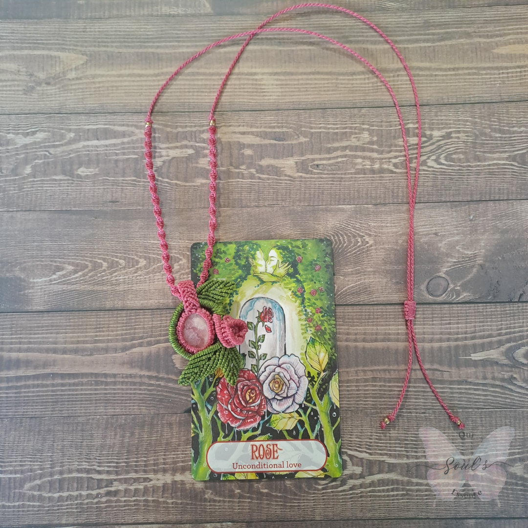 Rhodochrosite Micro Macramé Necklace