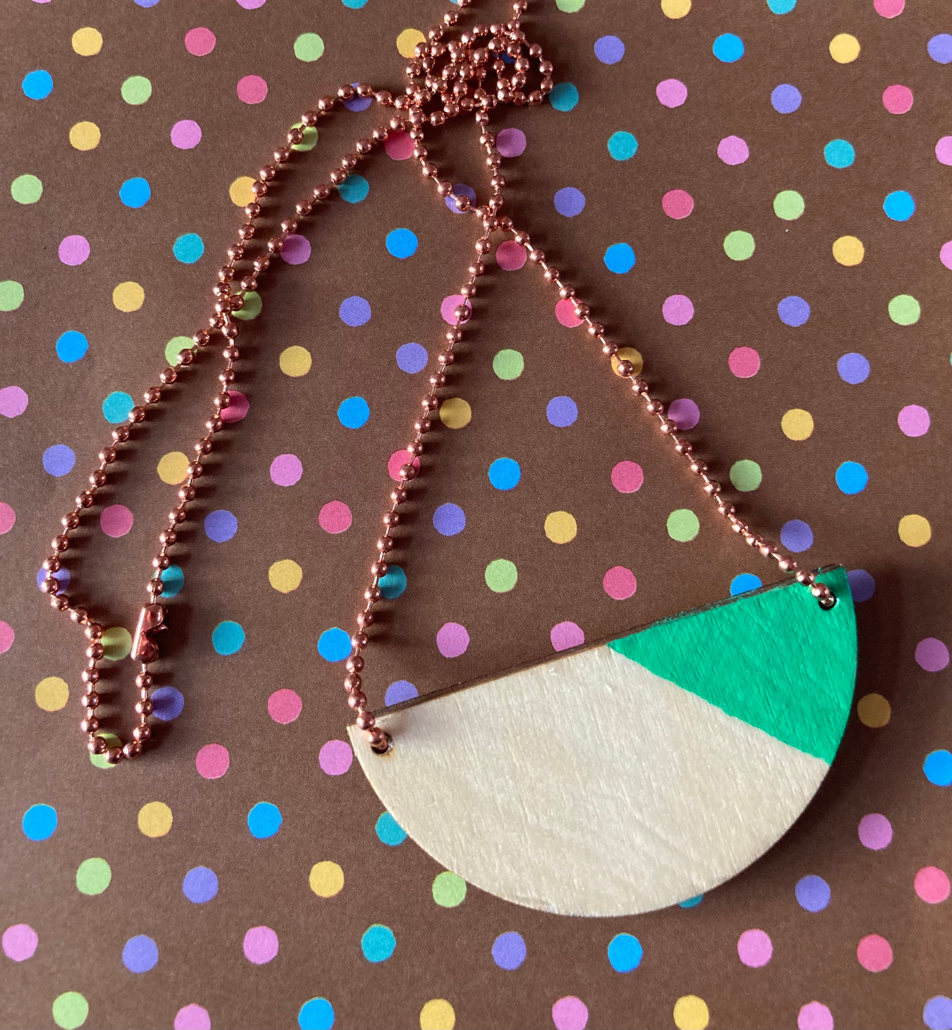 Hand painted wood pendant