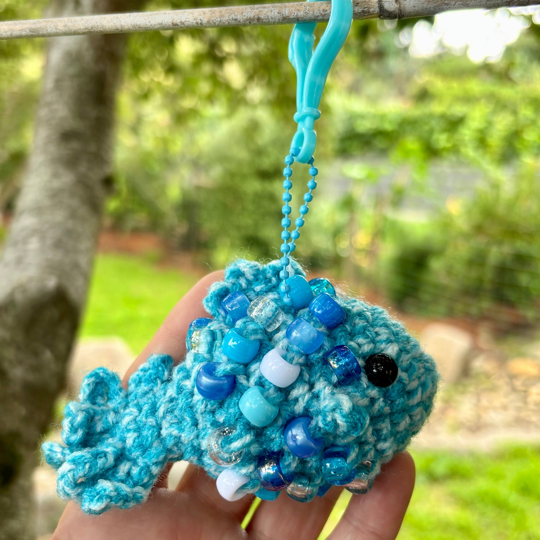 Fish Crochet Beaded Fidget Key Chain Toy Bag Tag