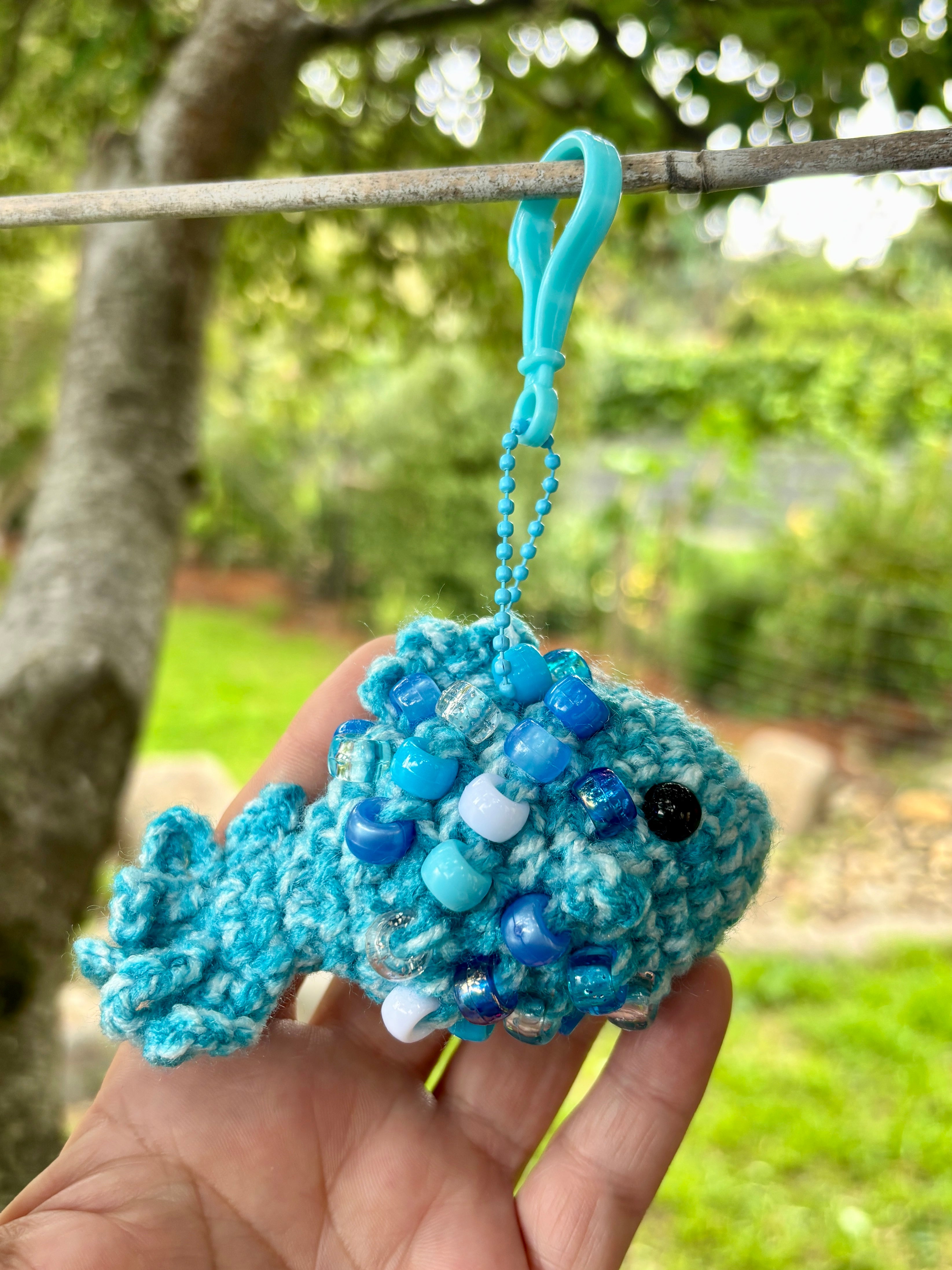 Fish Crochet Beaded Fidget Key Chain Toy Bag Tag