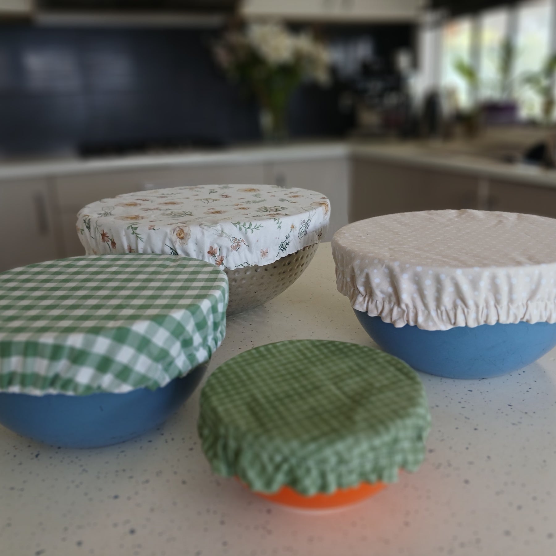 Reversible Reusable Bowl Covers Set of 3 - Alternate fabrics - 2 Looks in 1 - Handmade