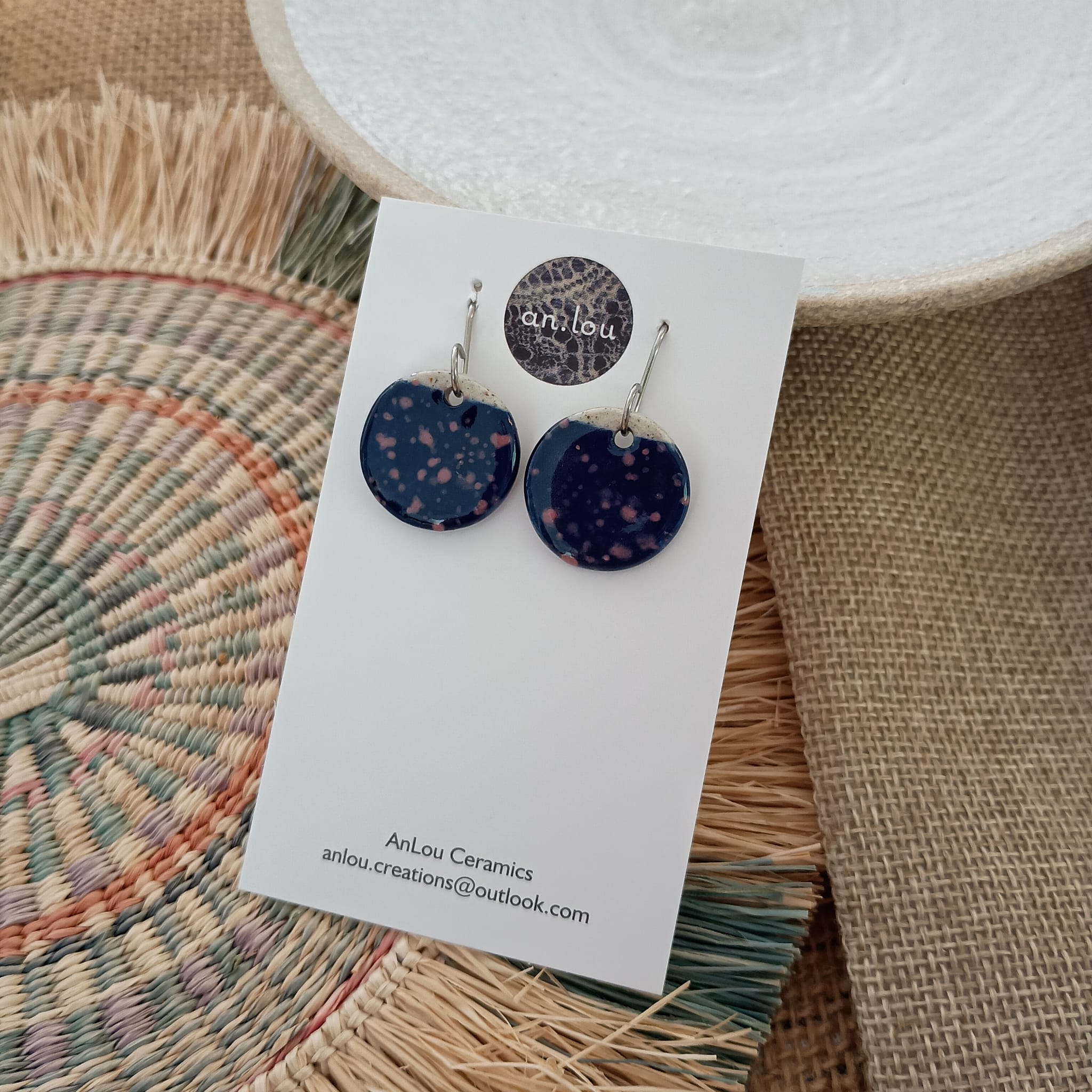 Medium Blue Drops with Pink Flecks