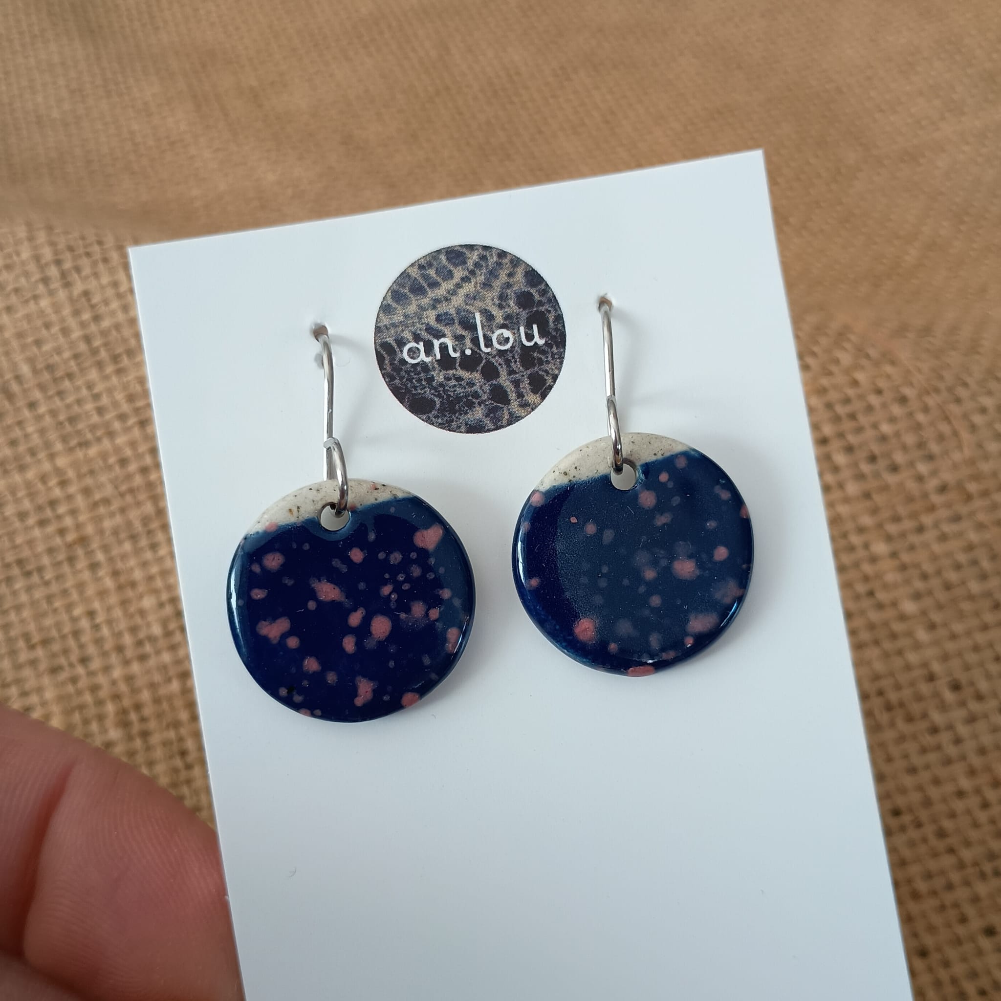 Medium Blue Drops with Pink Flecks