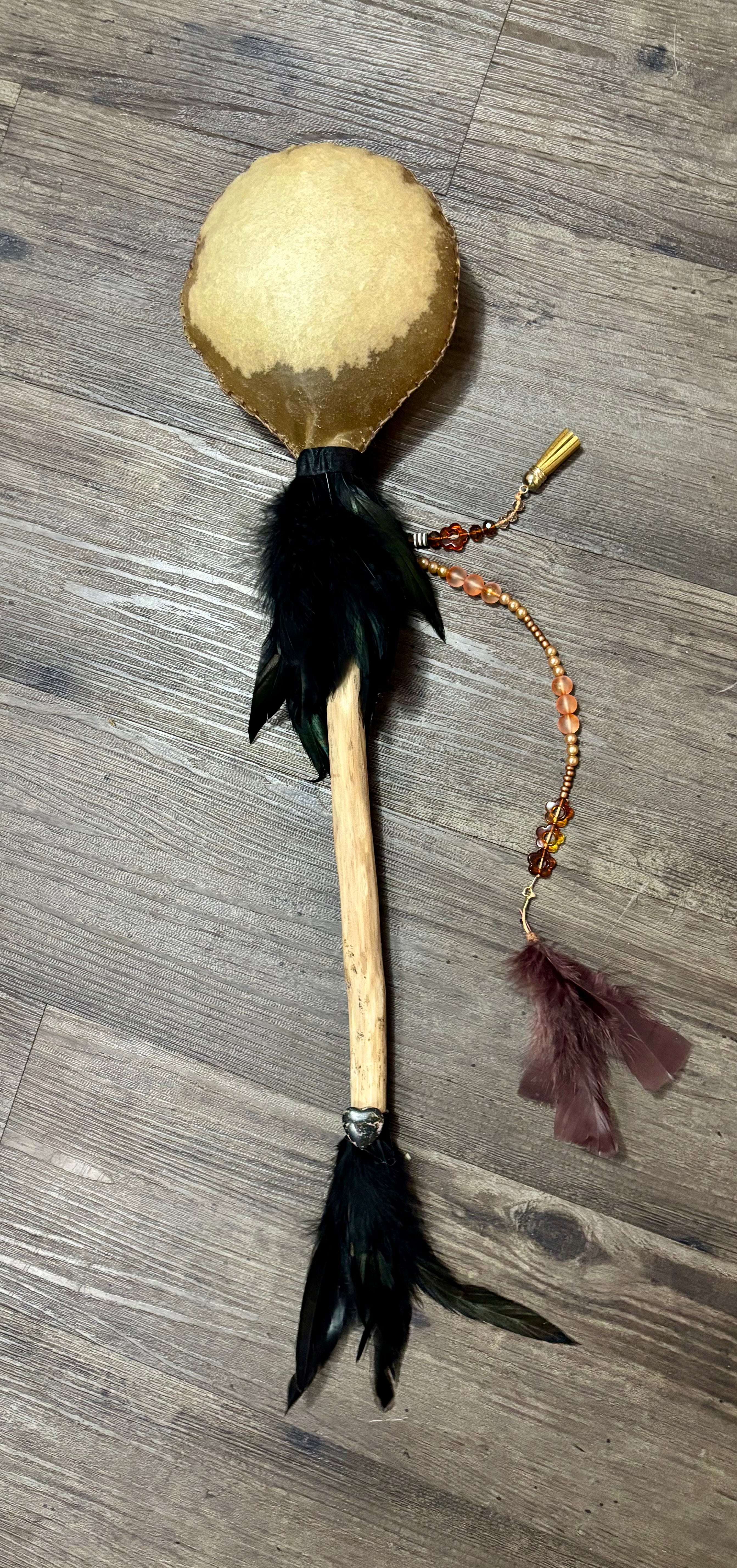 Handmade Kangaroo Hide Rattle – One of a Kind