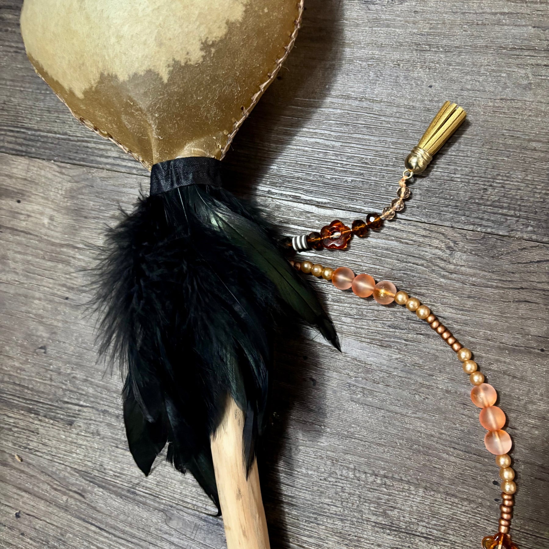 Handmade Kangaroo Hide Rattle – One of a Kind